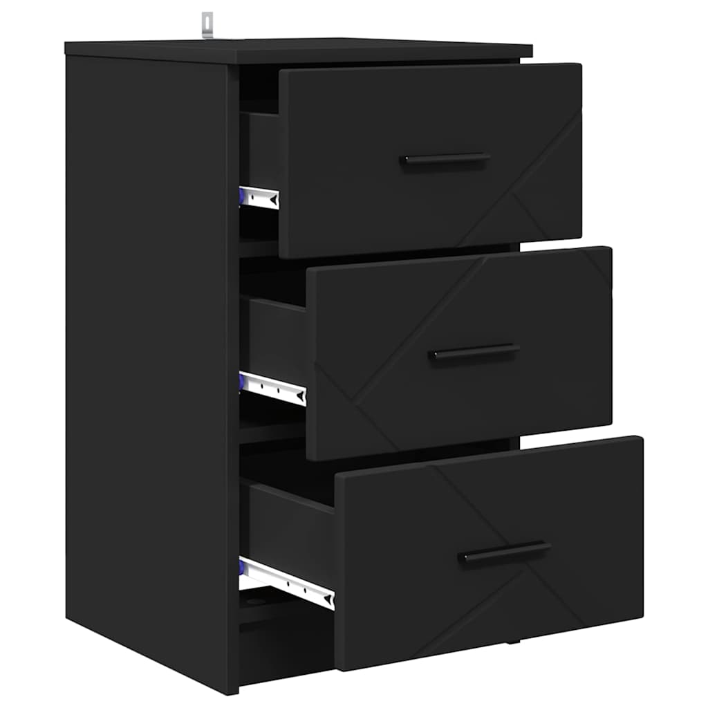Noćni ormar s ladicama Crna 38 x 38 x 66 cm Konstruirano drvo