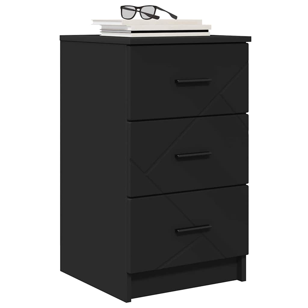 Noćni ormar s ladicama Crna 38 x 38 x 66 cm Konstruirano drvo