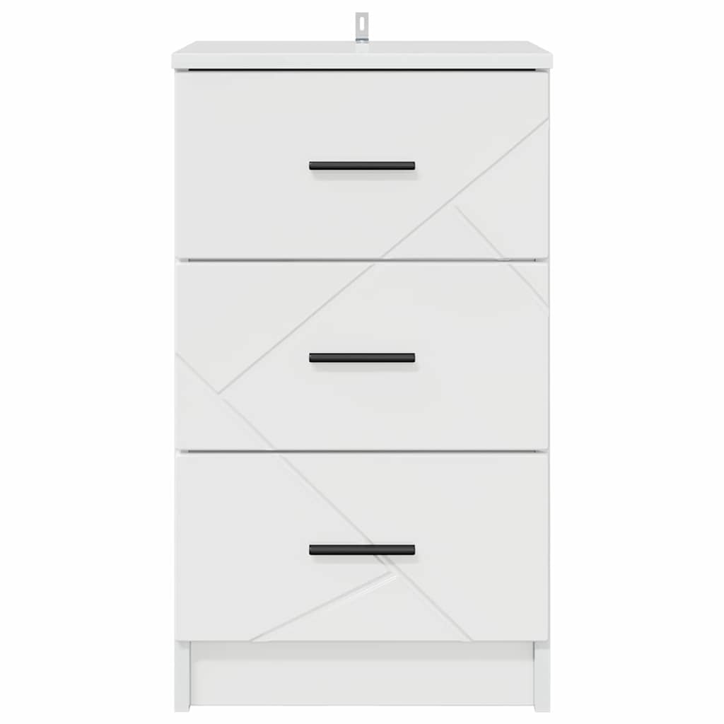 Noćni ormar s ladicama Visoko sjajno bijela 38 x 38 x 66 cm