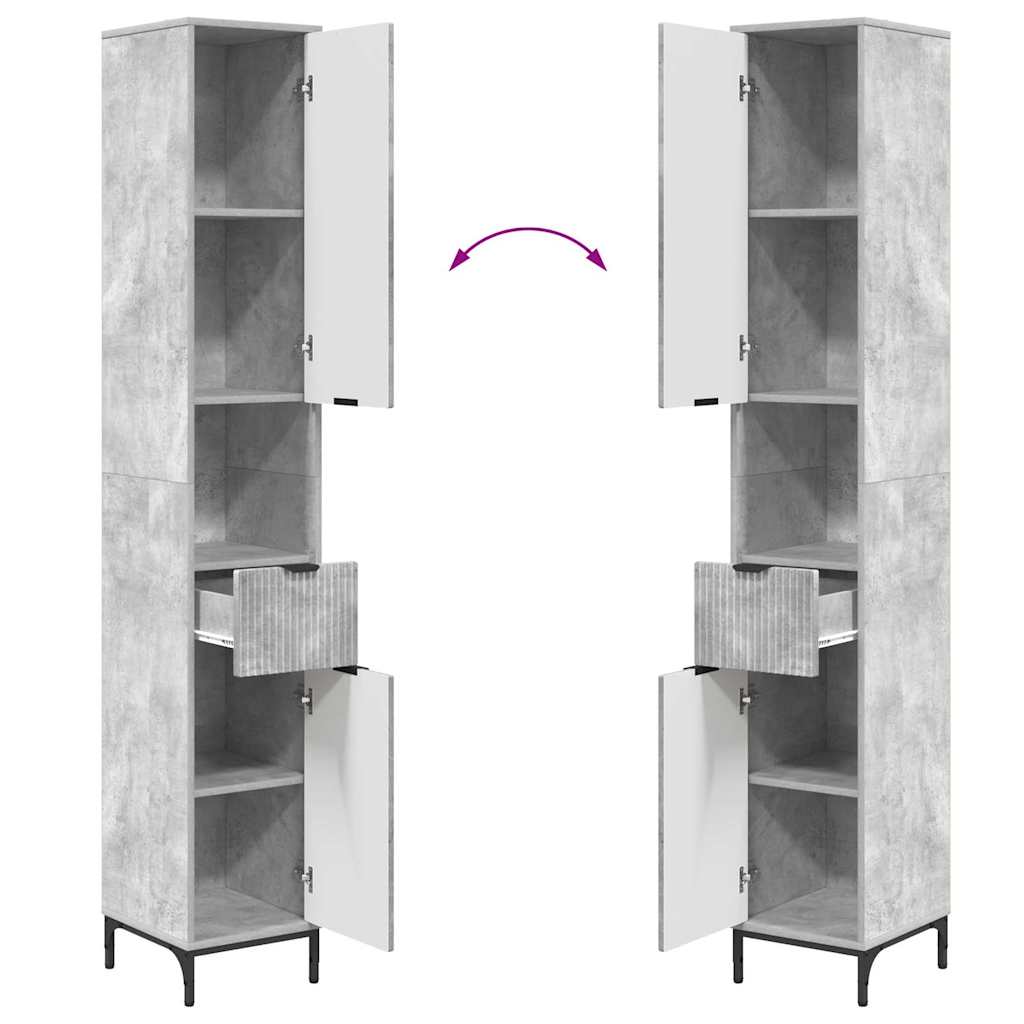 Kupaonski ormar s ladicama Betonski sivi 31,5 x 33 x 190 cm