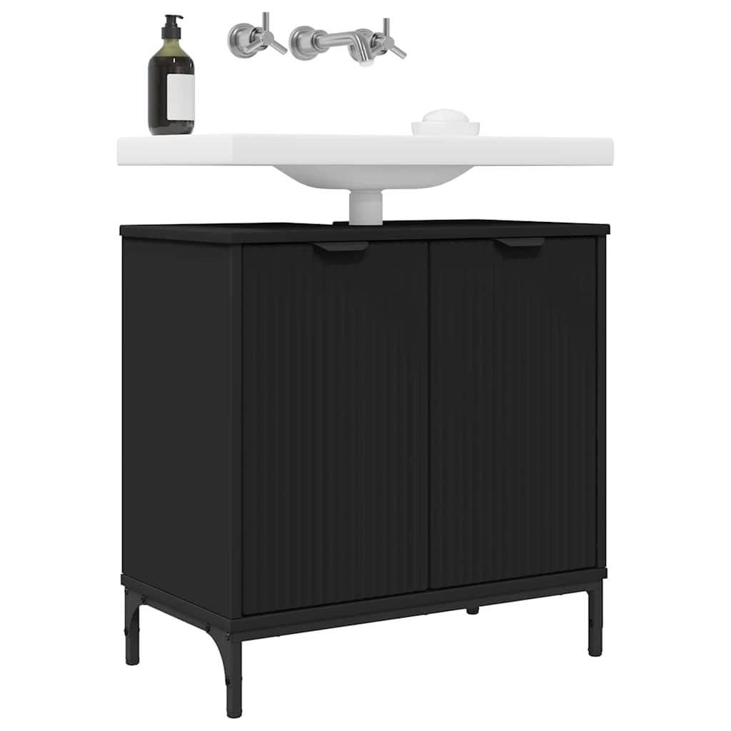 Kupaonski ormarić za sudoper s vratima Crna 60,5 x 33,5 x 61 cm