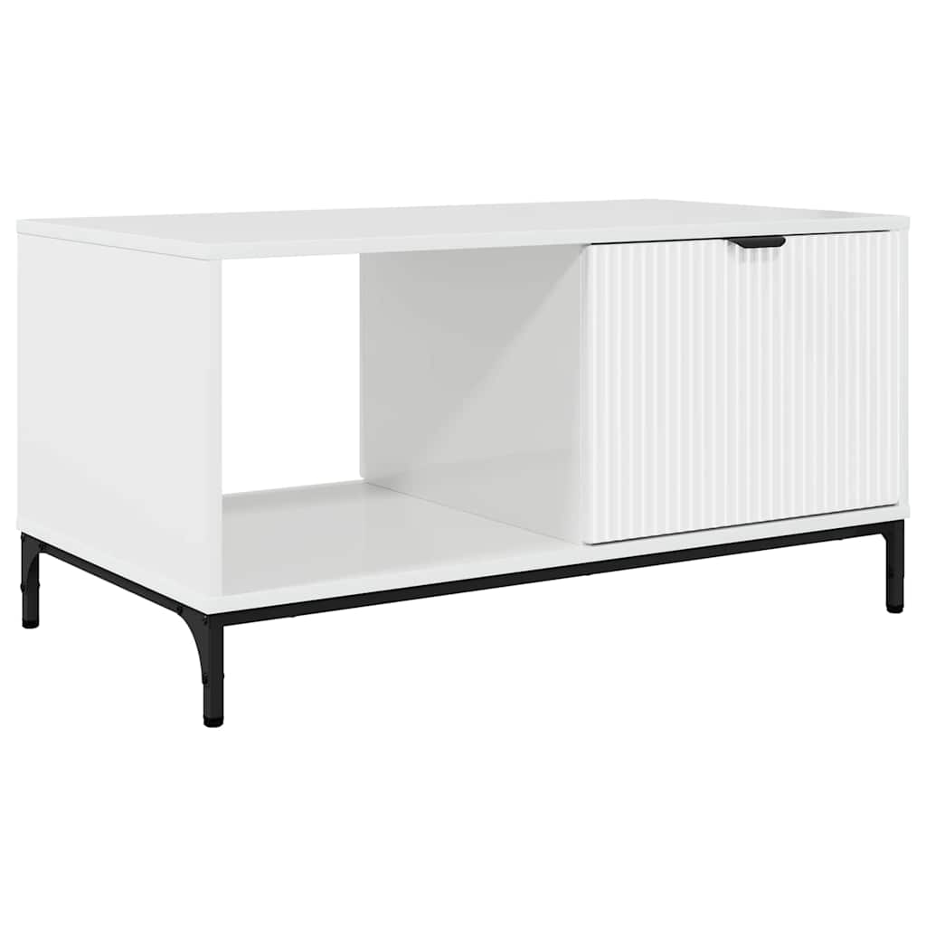 Kava Stol Visoki sjaj bijela 90 x 49 x 46 cm Konstruirano drvo