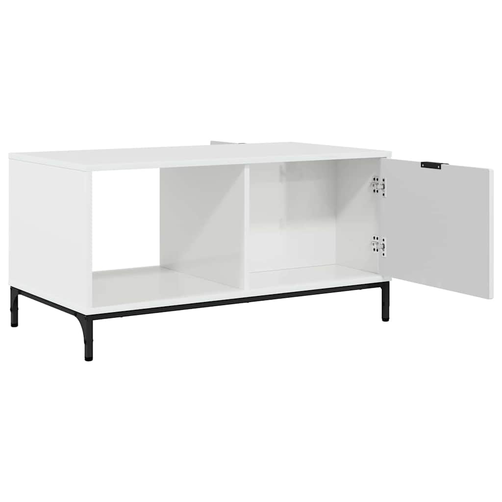 Kava Stol Visoki sjaj bijela 90 x 49 x 46 cm Konstruirano drvo