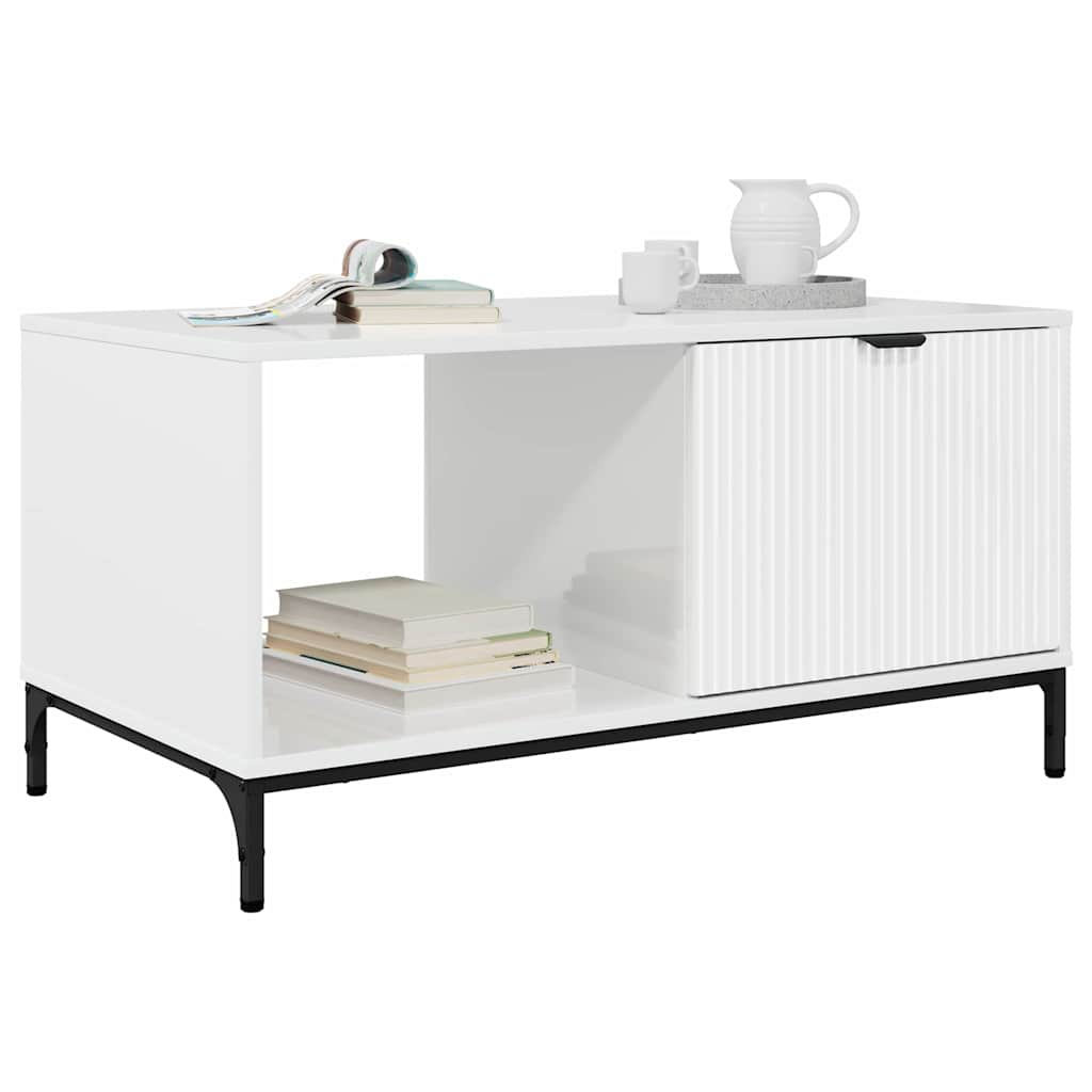 Kava Stol Visoki sjaj bijela 90 x 49 x 46 cm Konstruirano drvo
