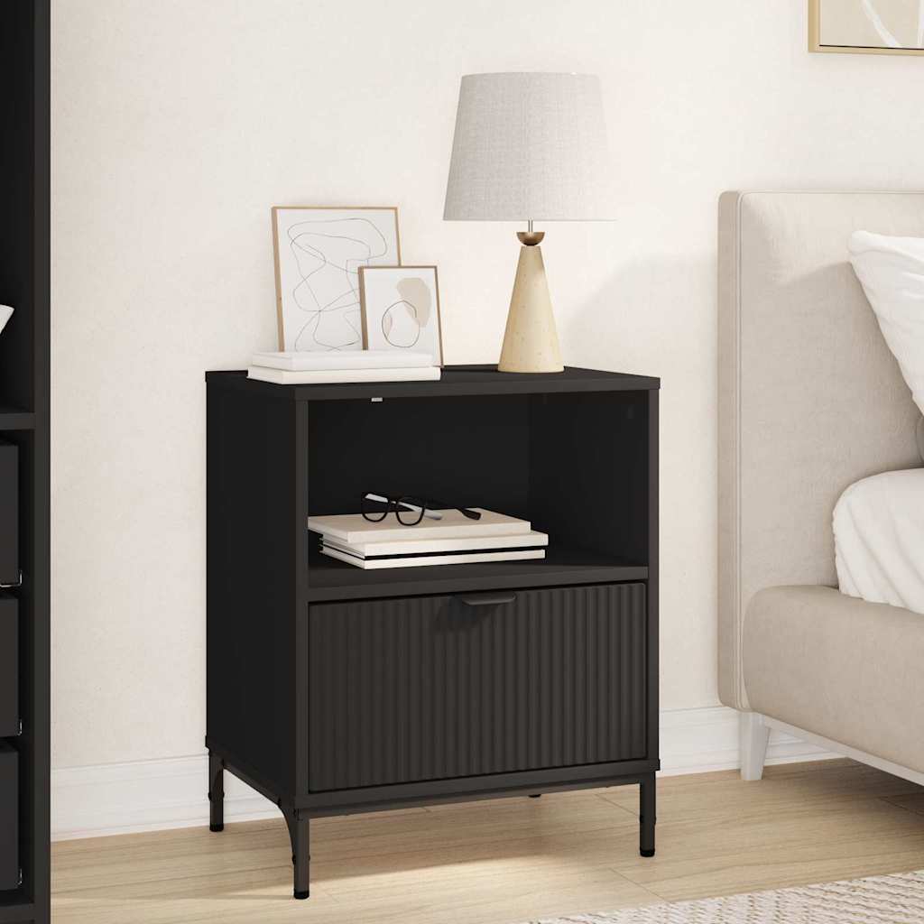 Noćni ormar s ladicama Crna 49 x 36 x 61 cm Konstruirano drvo