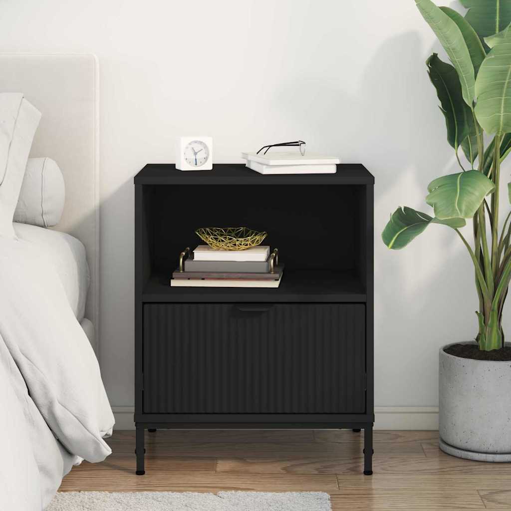 Noćni ormar s ladicama Crna 49 x 36 x 61 cm Konstruirano drvo