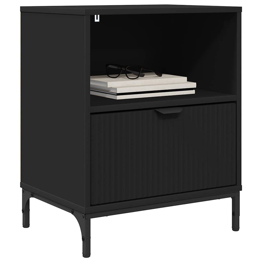 Noćni ormar s ladicama Crna 49 x 36 x 61 cm Konstruirano drvo