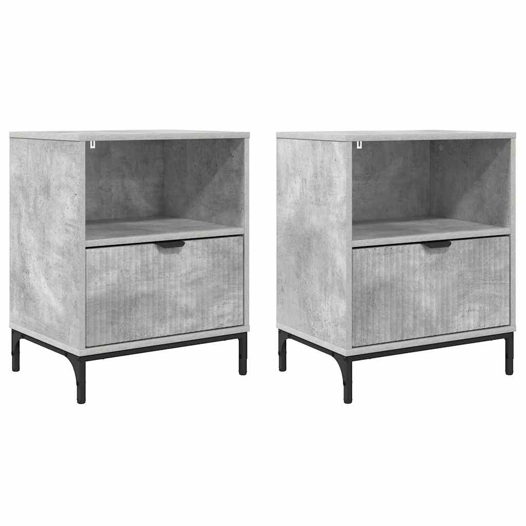 Noćni ormar 2 pcs Beton siva 49 x 36 x 61 cm Konstruirano drvo