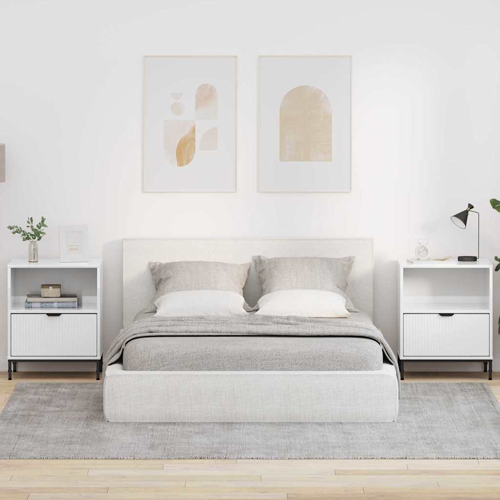Noćni ormar 2 pcs Visoko sjajno bijela 49 x 36 x 61 cm