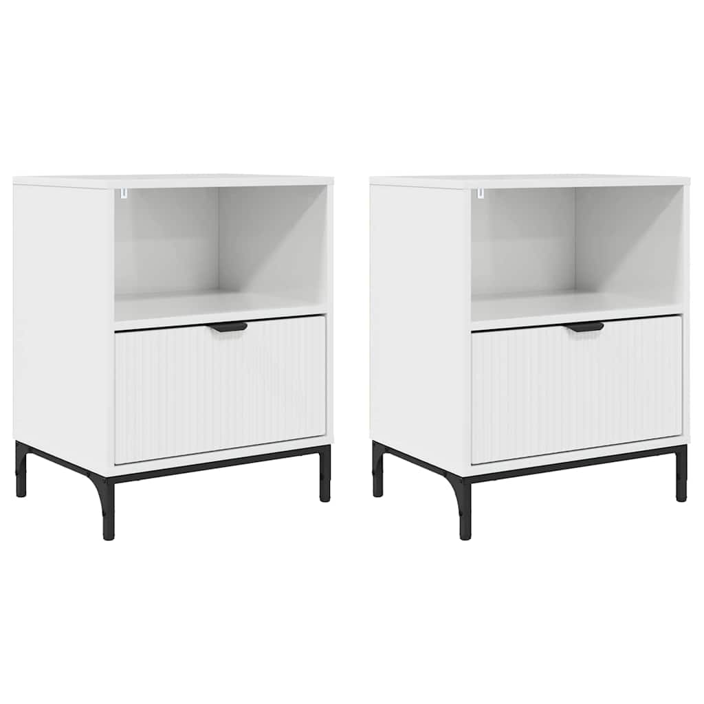 Noćni ormar 2 pcs Visoko sjajno bijela 49 x 36 x 61 cm