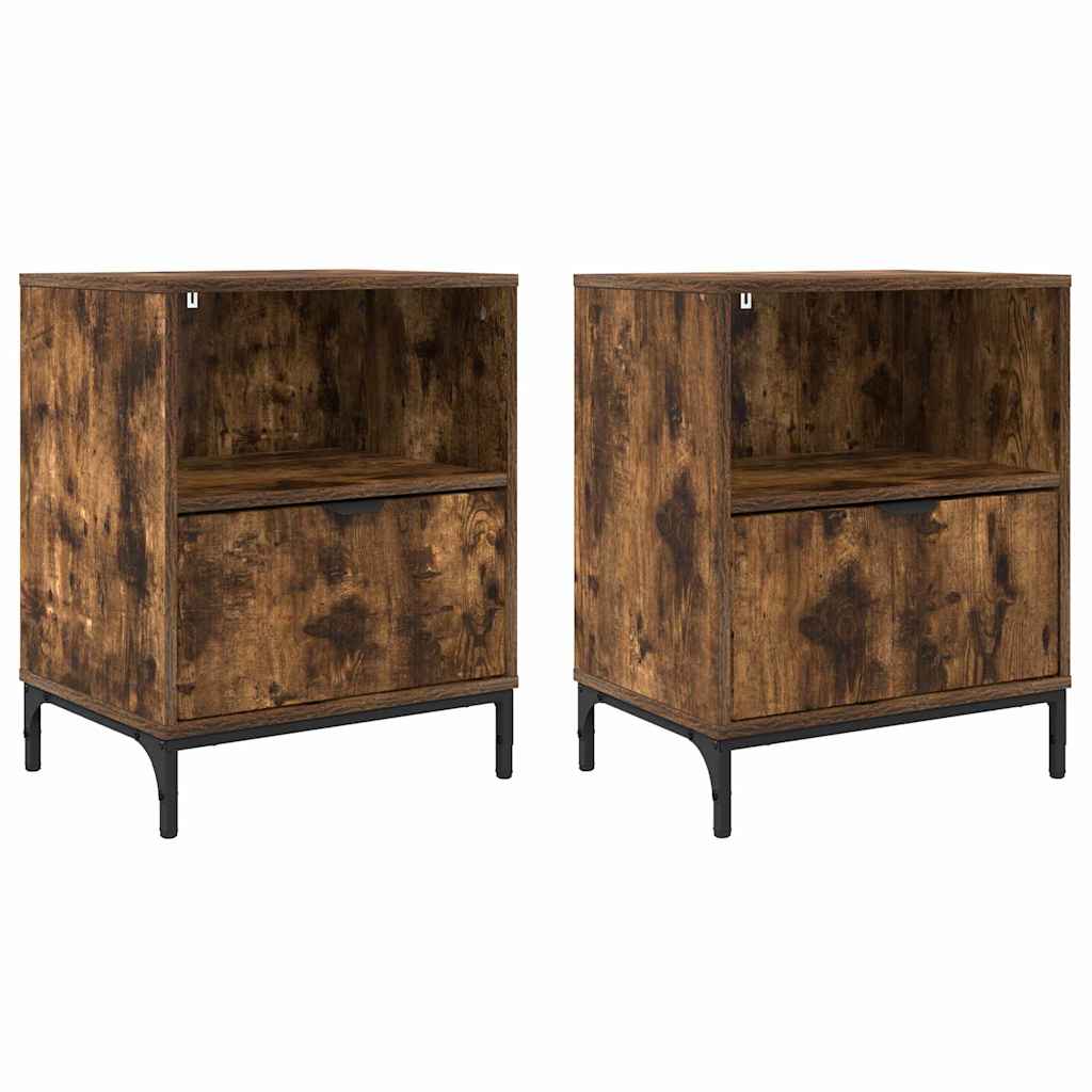 Noćni ormar s ladicama 2 pcs Dimljeni hrast 49 x 36 x 61 cm