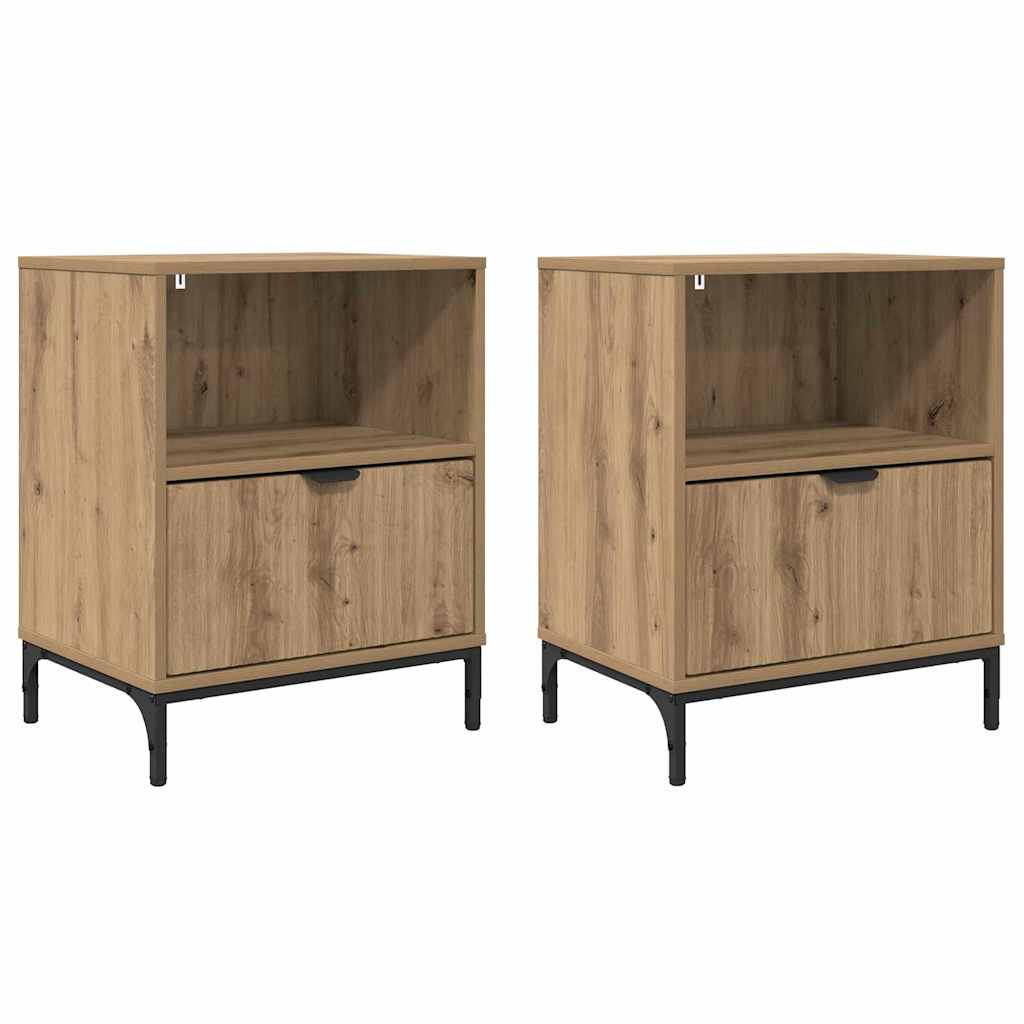 Noćni ormar s ladicama 2 pcs hrast artisan 49 x 36 x 61 cm