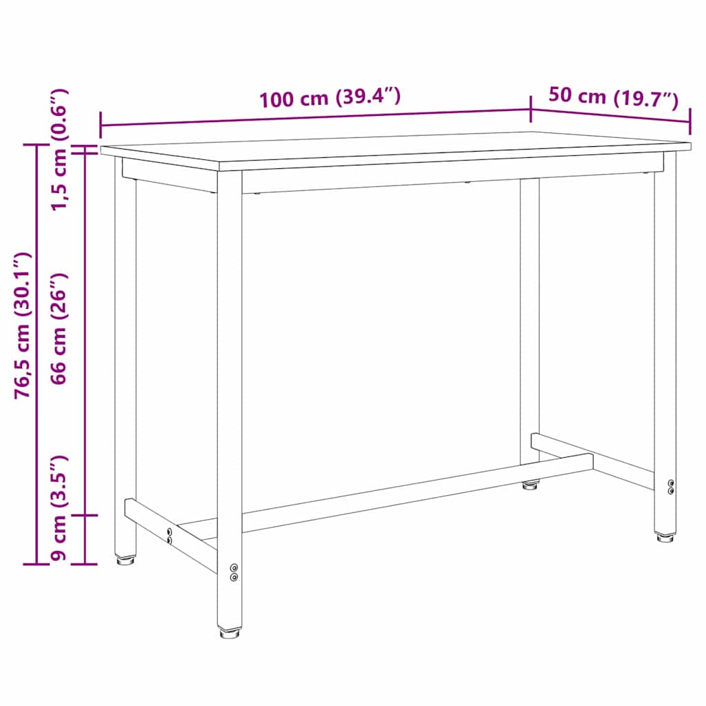 stol Staro drvo 100 x 50 x 76,5 cm Inženjerska drva i čelik