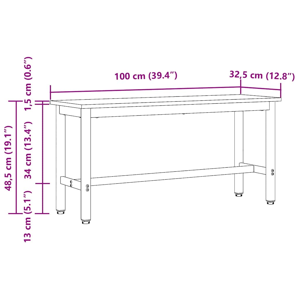 Klupa za blagovanje Crni hrast 100 x 32,5 x 48,5 cm