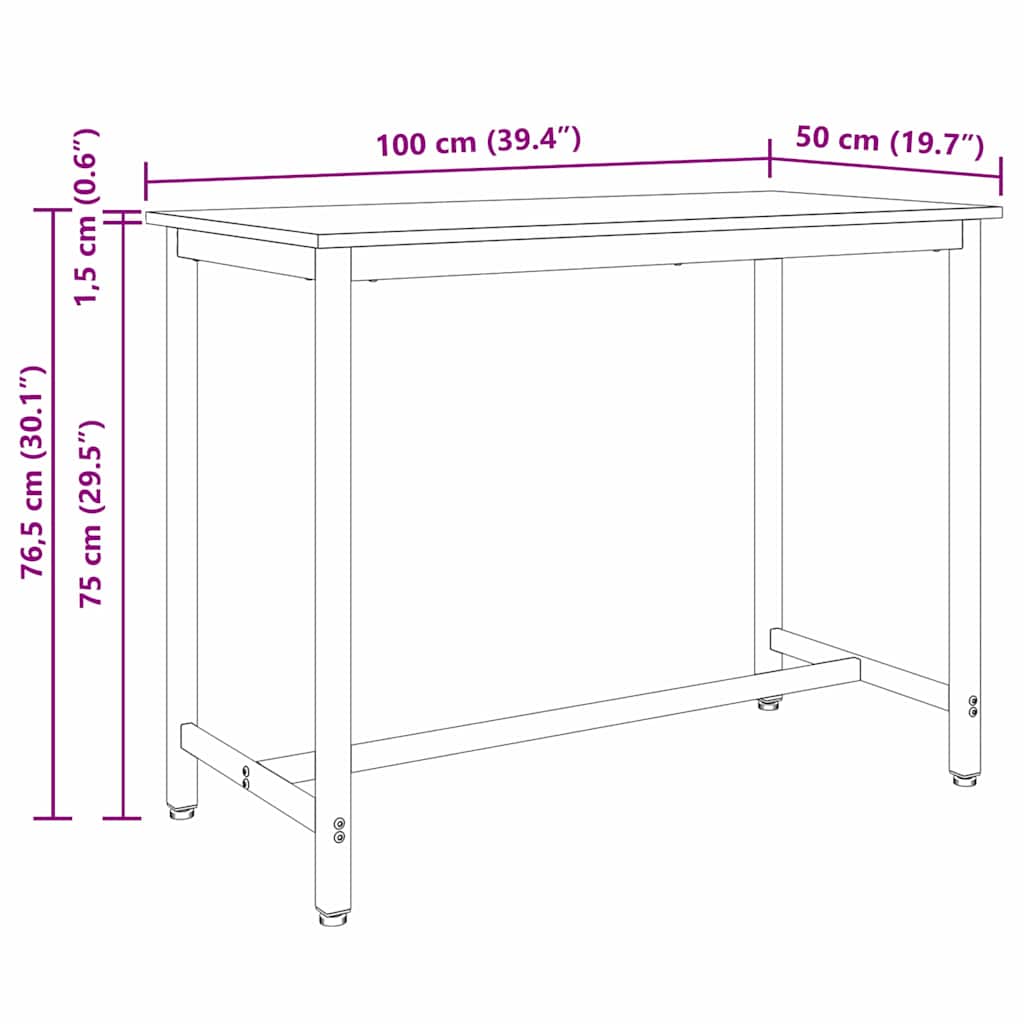 stol Dimljeni hrast 100 x 50 x 76,5 cm Inženjerska drva i čelik