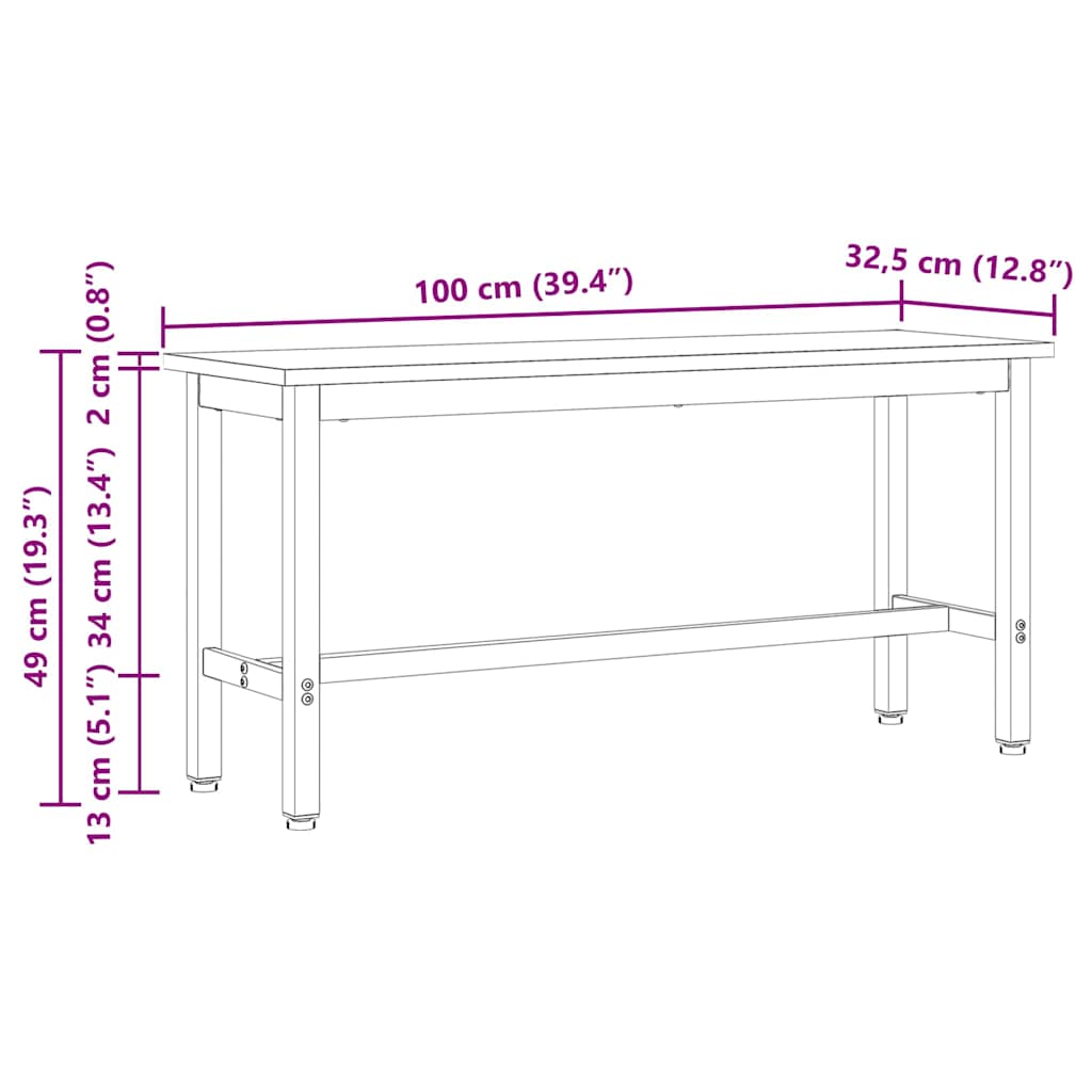 Klupice za blagovanje 2 pcs Prirodna 100 x 32,5 x 49 cm