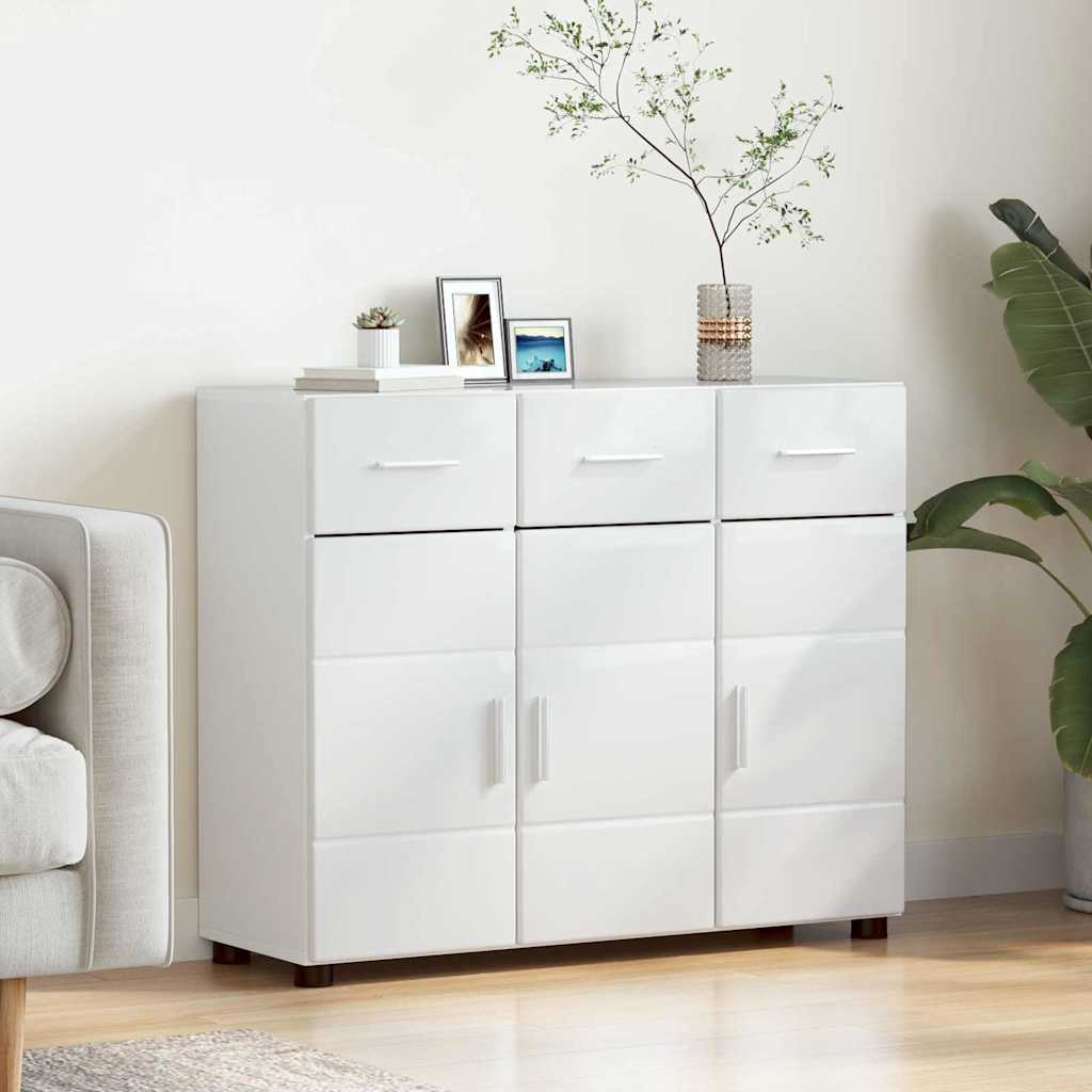 Kreveta s policom FLORIN Visoki sjaj bijela 88,5 x 30,5 x 73 cm