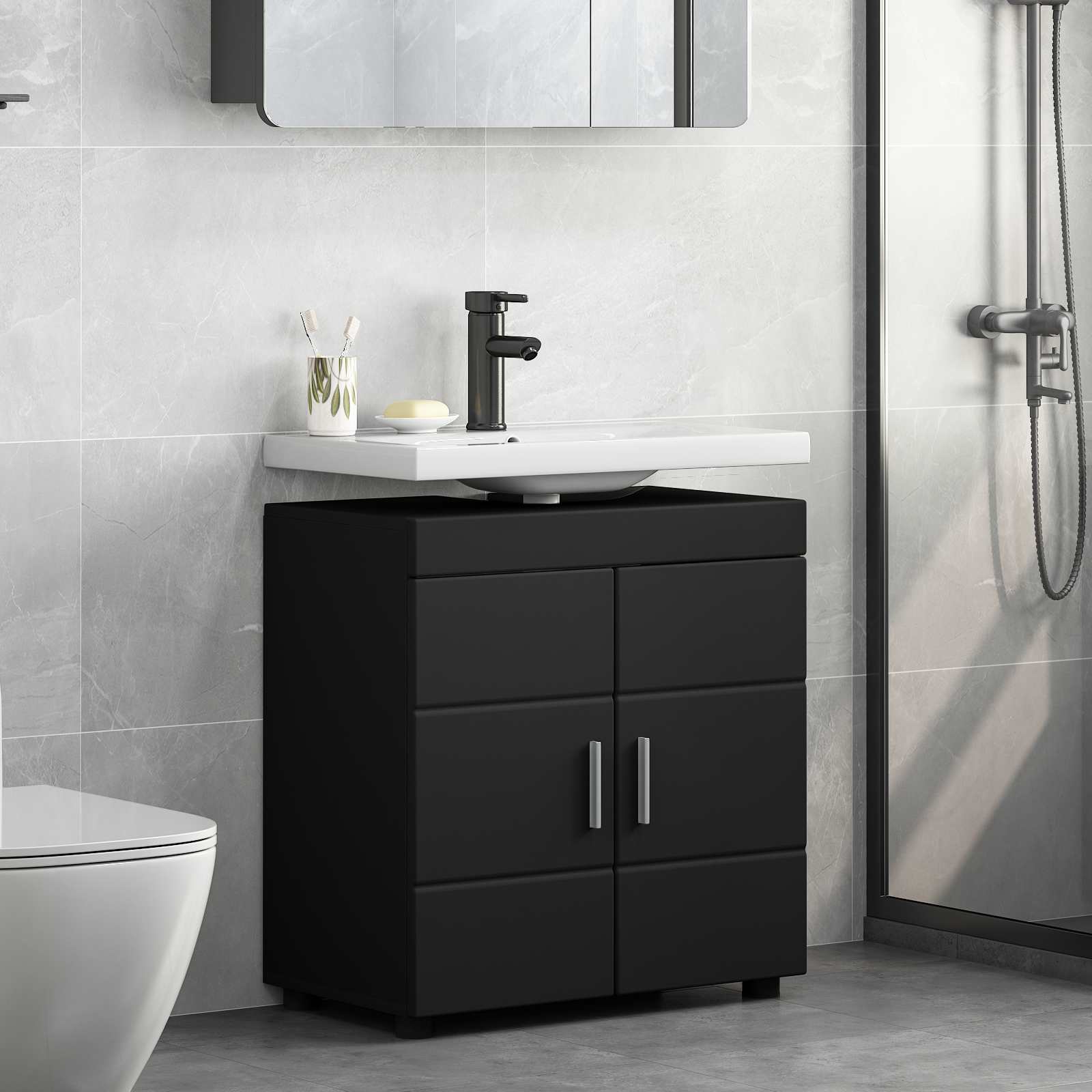 Set ormarića za kupaonicu s pohranom TULUM Crna 60 x 34 x 63 cm