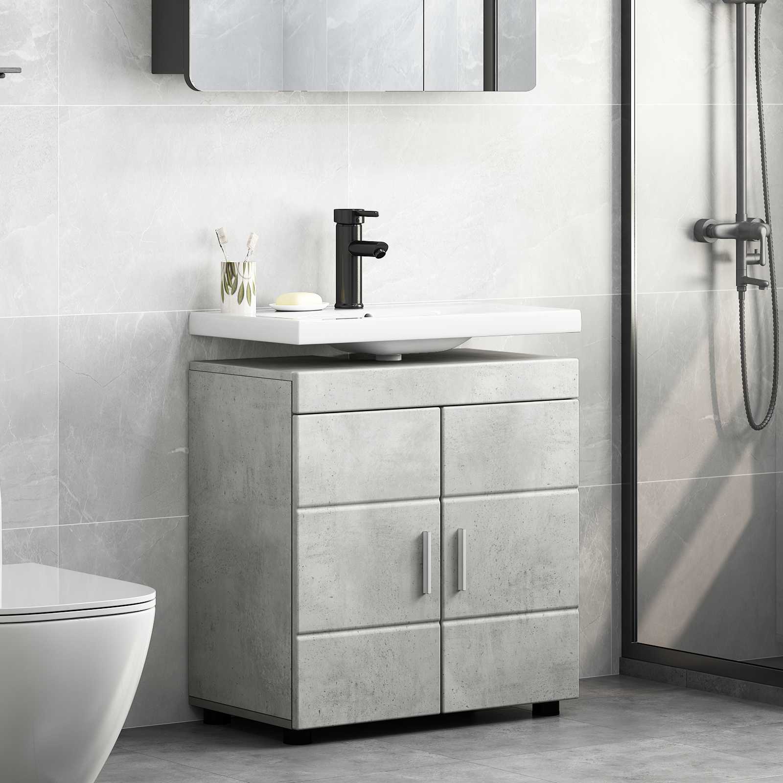 Set ormarića za kupaonicu TULUM Betonski sivi 60 x 34 x 63 cm