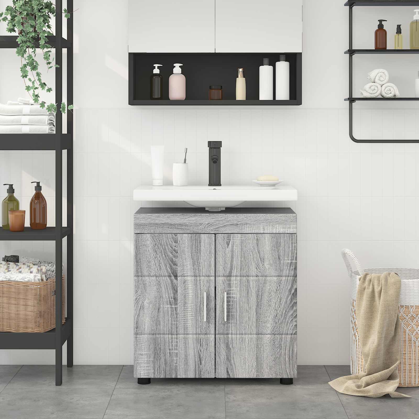 Set ormarića za kupaonicu TULUM Siva Sonoma 60 x 34 x 63 cm