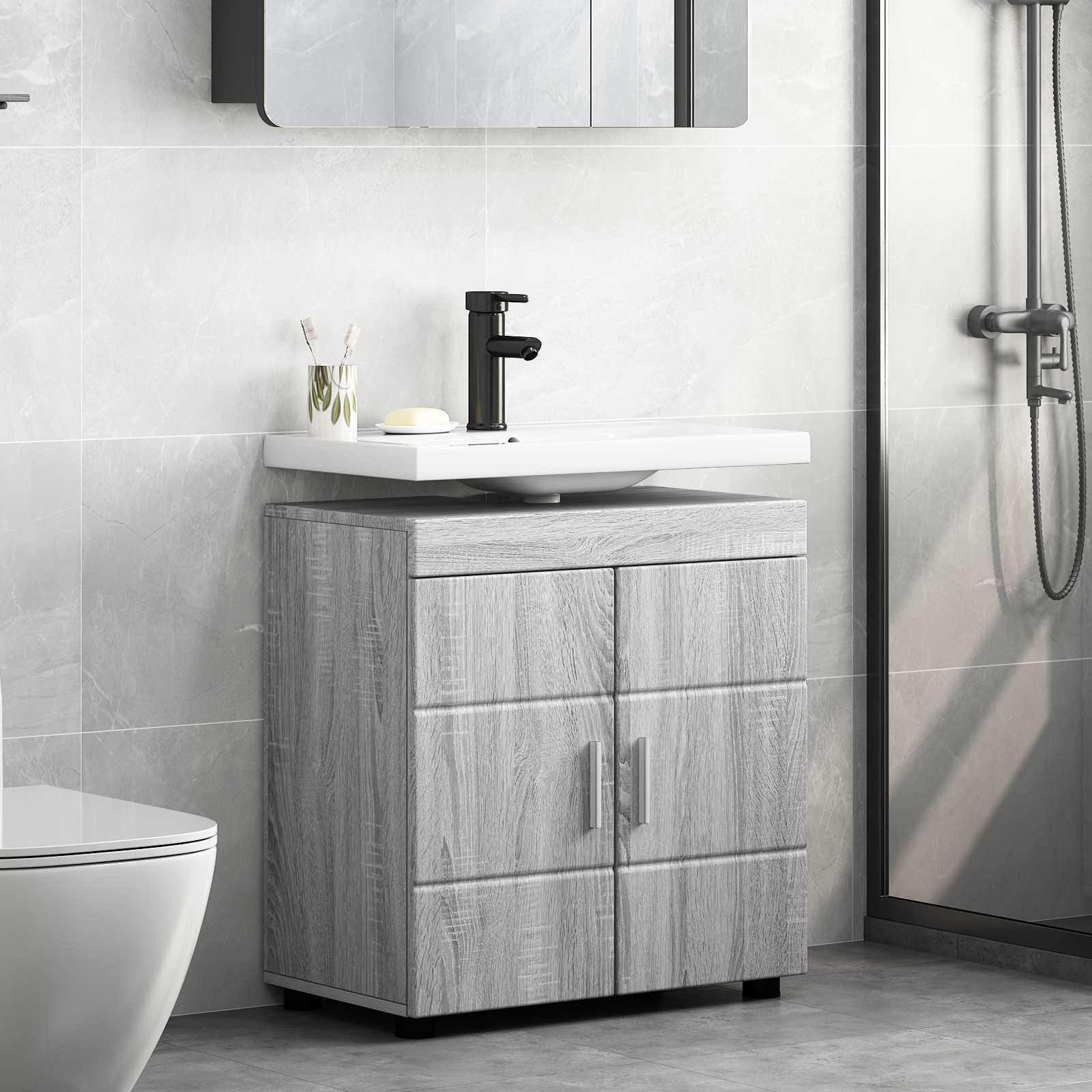 Set ormarića za kupaonicu TULUM Siva Sonoma 60 x 34 x 63 cm