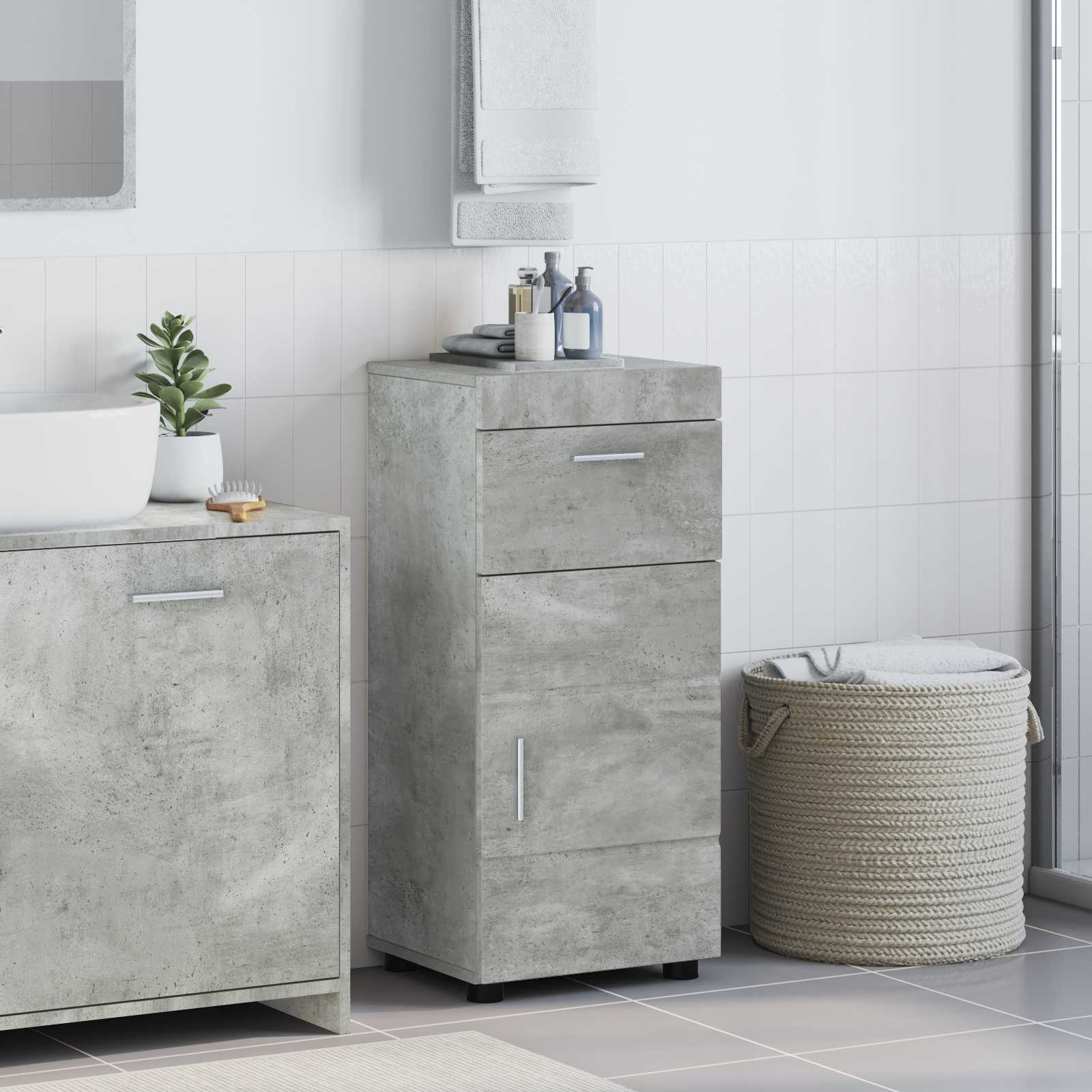 Set ormarića za kupaonicu TULUM Betonski sivi 37 x 31,5 x 82 cm