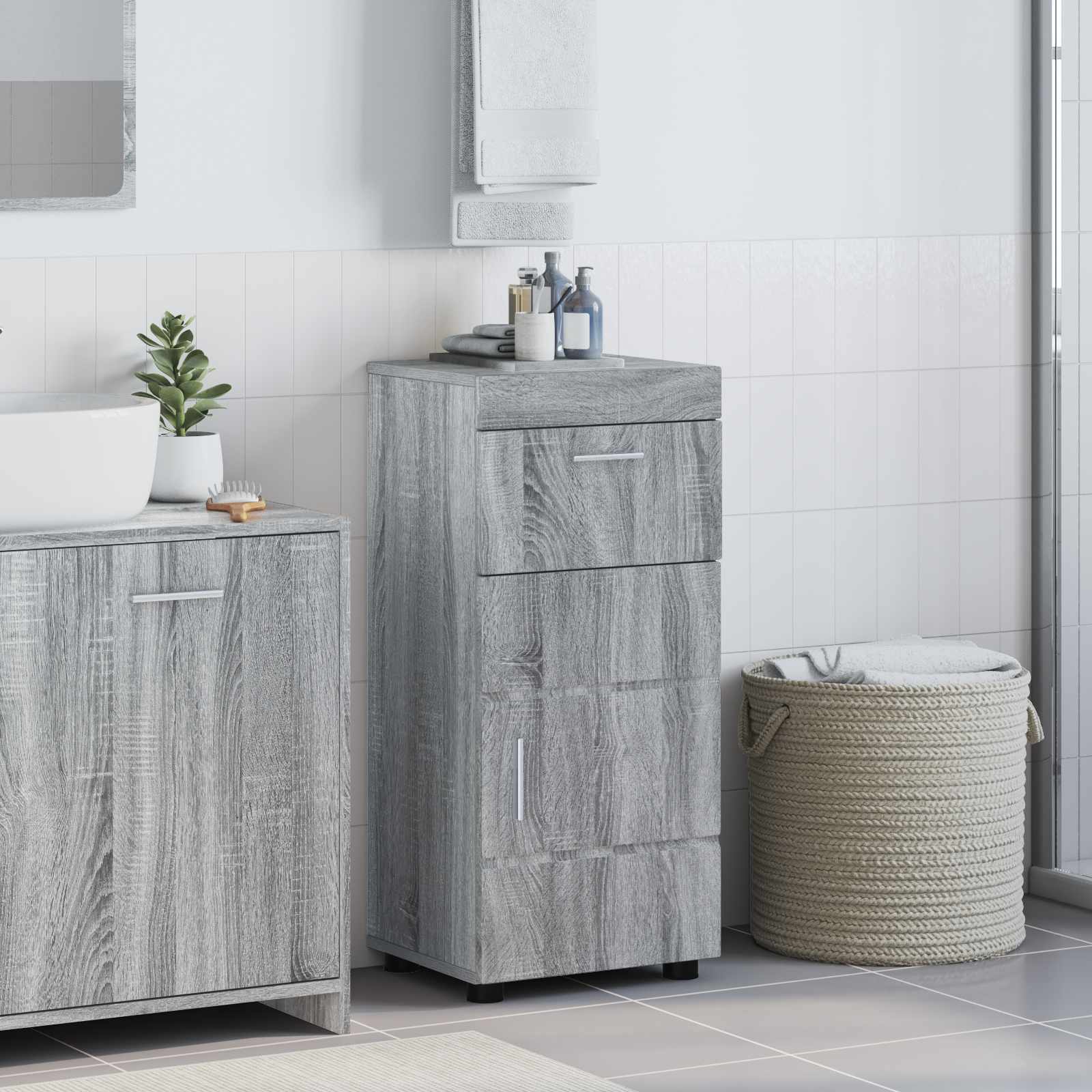 Set ormarića za kupaonicu TULUM Siva Sonoma 37 x 31,5 x 82 cm