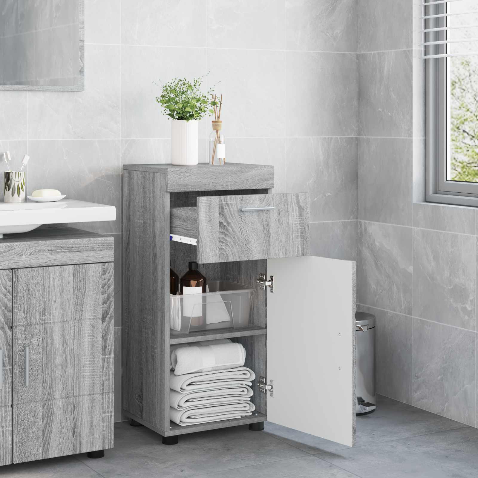 Set ormarića za kupaonicu TULUM Siva Sonoma 37 x 31,5 x 82 cm