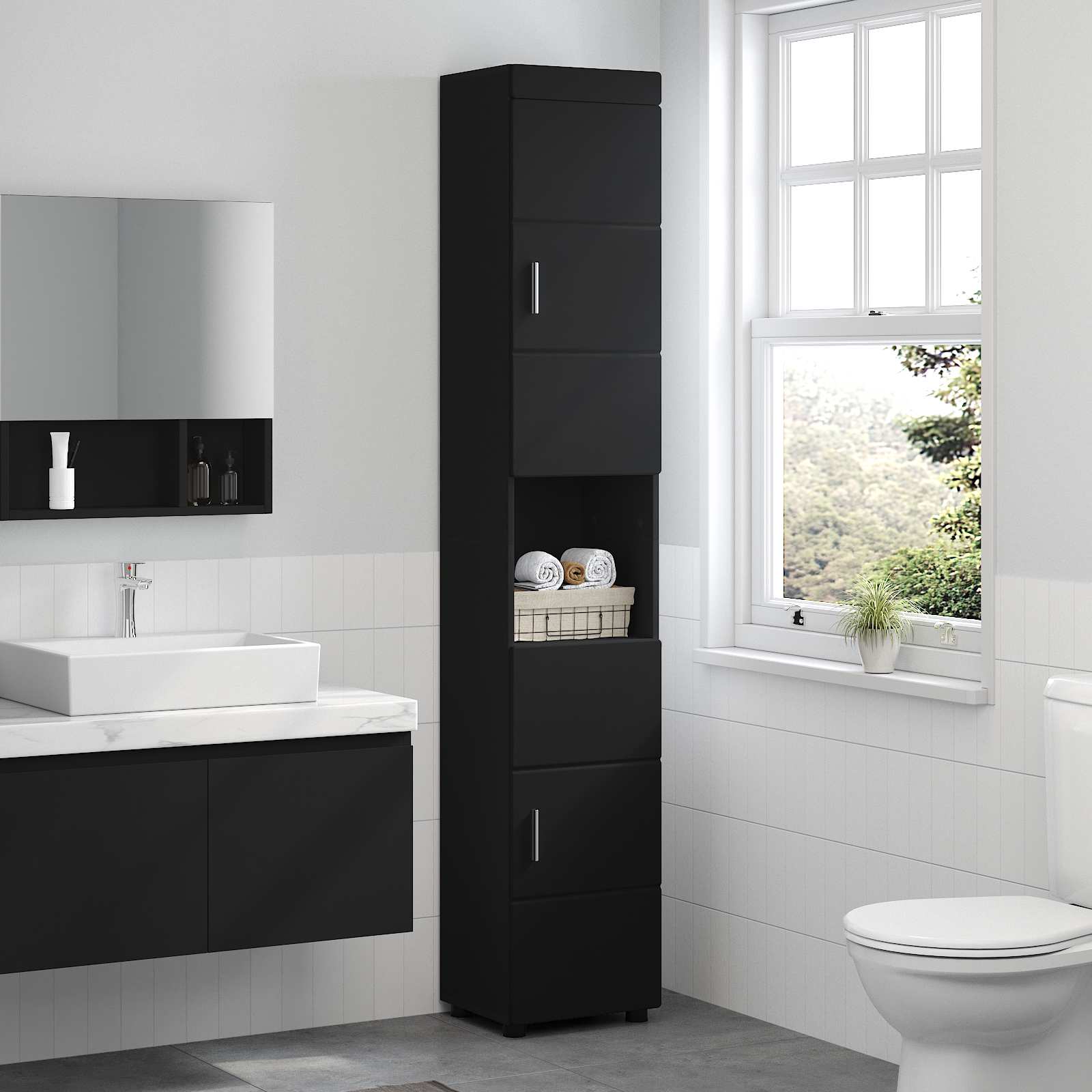 Set ormarića za kupaonicu TULUM Crna 37 x 31,5 x 203 cm