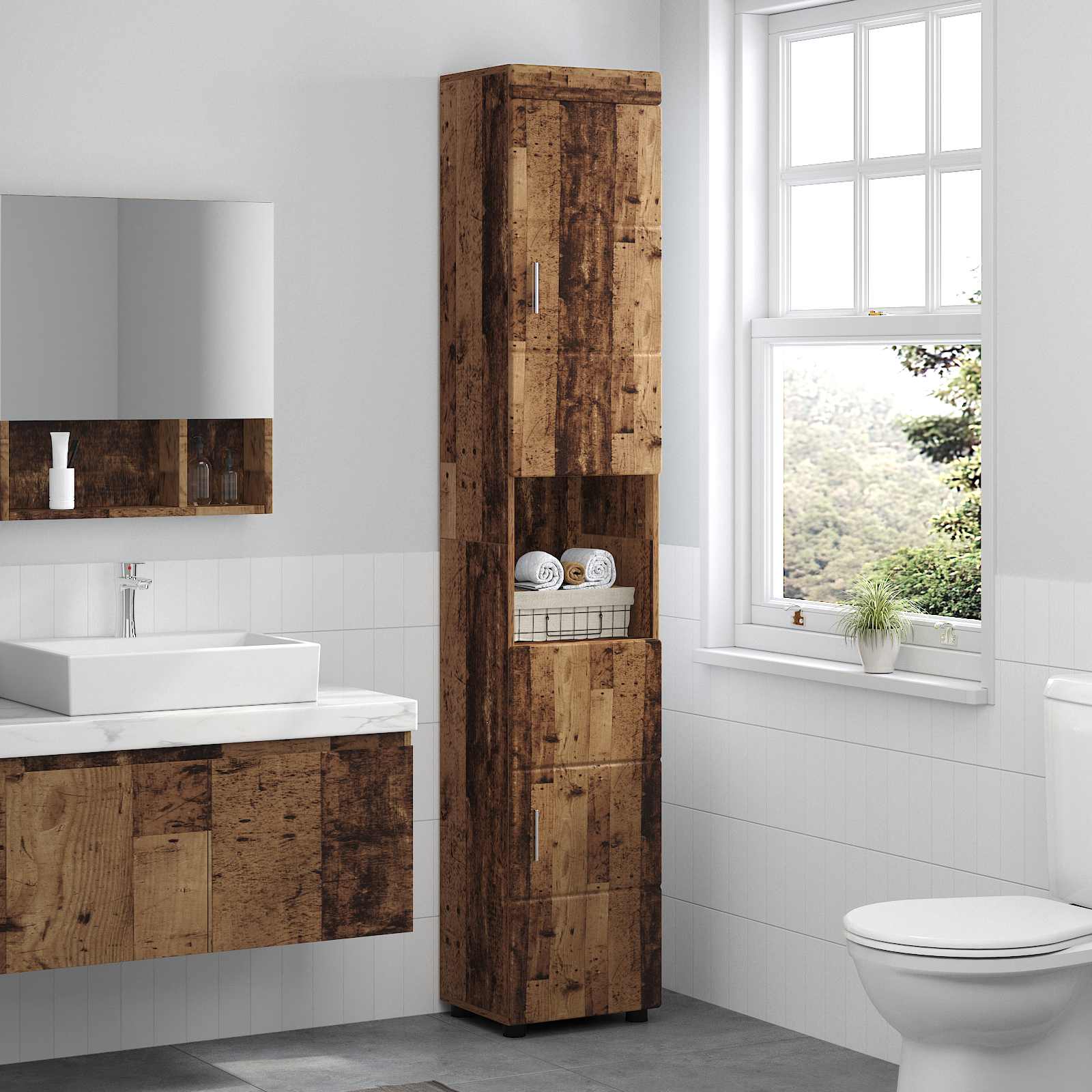 Set ormarića za kupaonicu TULUM Staro drvo 37 x 31,5 x 203 cm