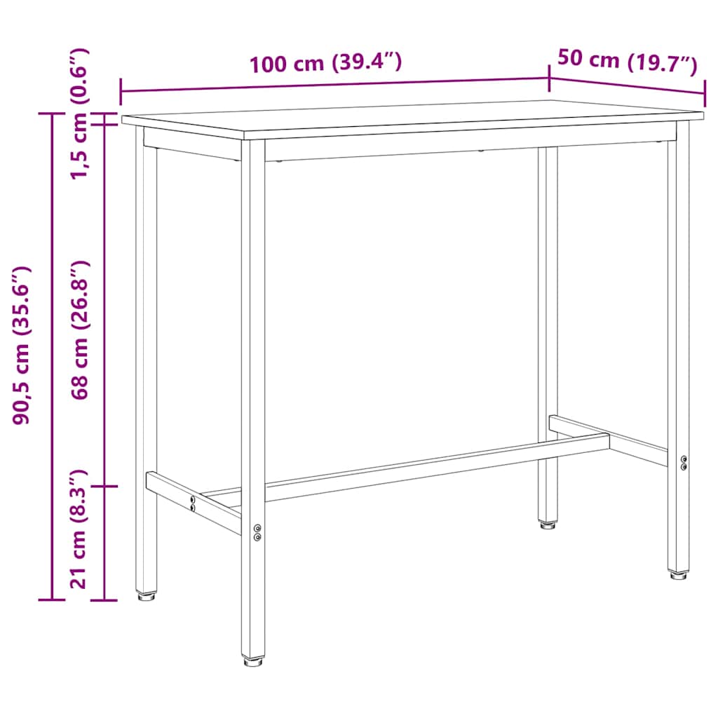 stol Sonoma hrast 100 x 50 x 90,5 cm Inženjerska drva i čelik