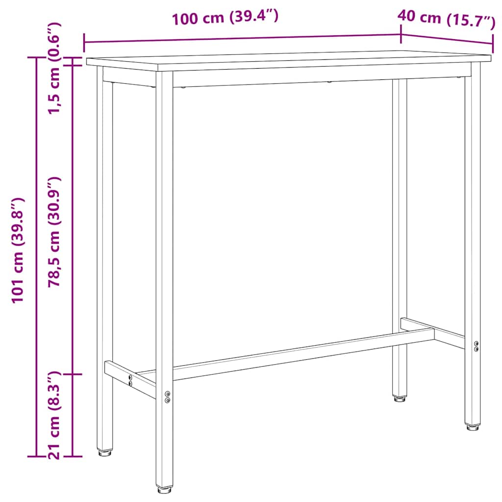 stol Bijelo 100 x 40 x 101 cm Inženjerska drva i čelik