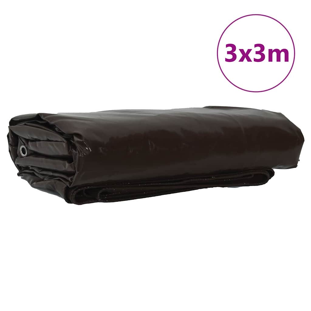 Cerada 650g / m² Smeđa 3 x 3 m Platno s PVC premazom