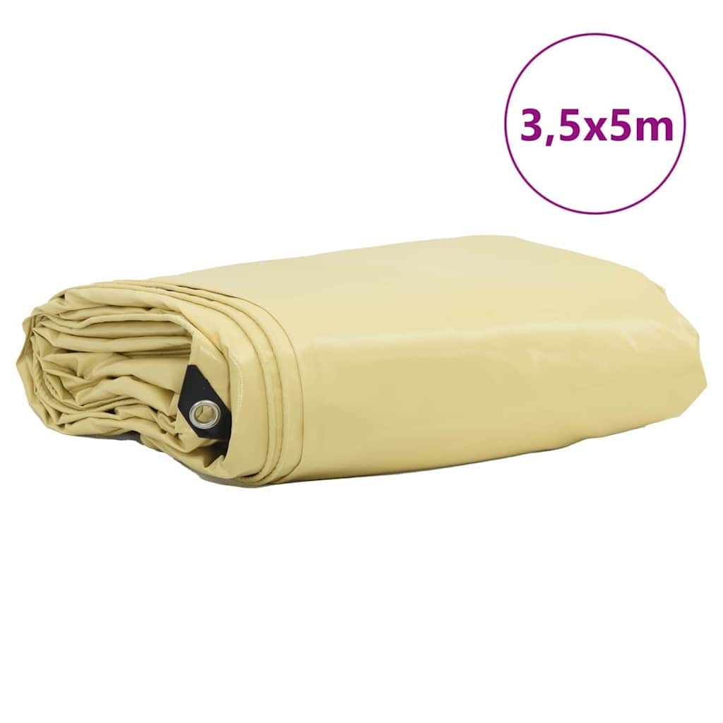 Cerada 650g / m² Bež 3,5 x 5 m Platno s PVC premazom