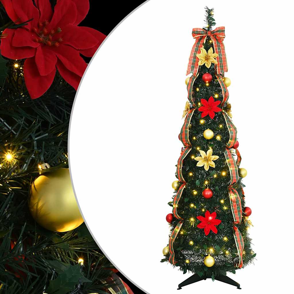 Umjetno božićno drvce s 100 LED svjetlima Zelena 155 cm PVC