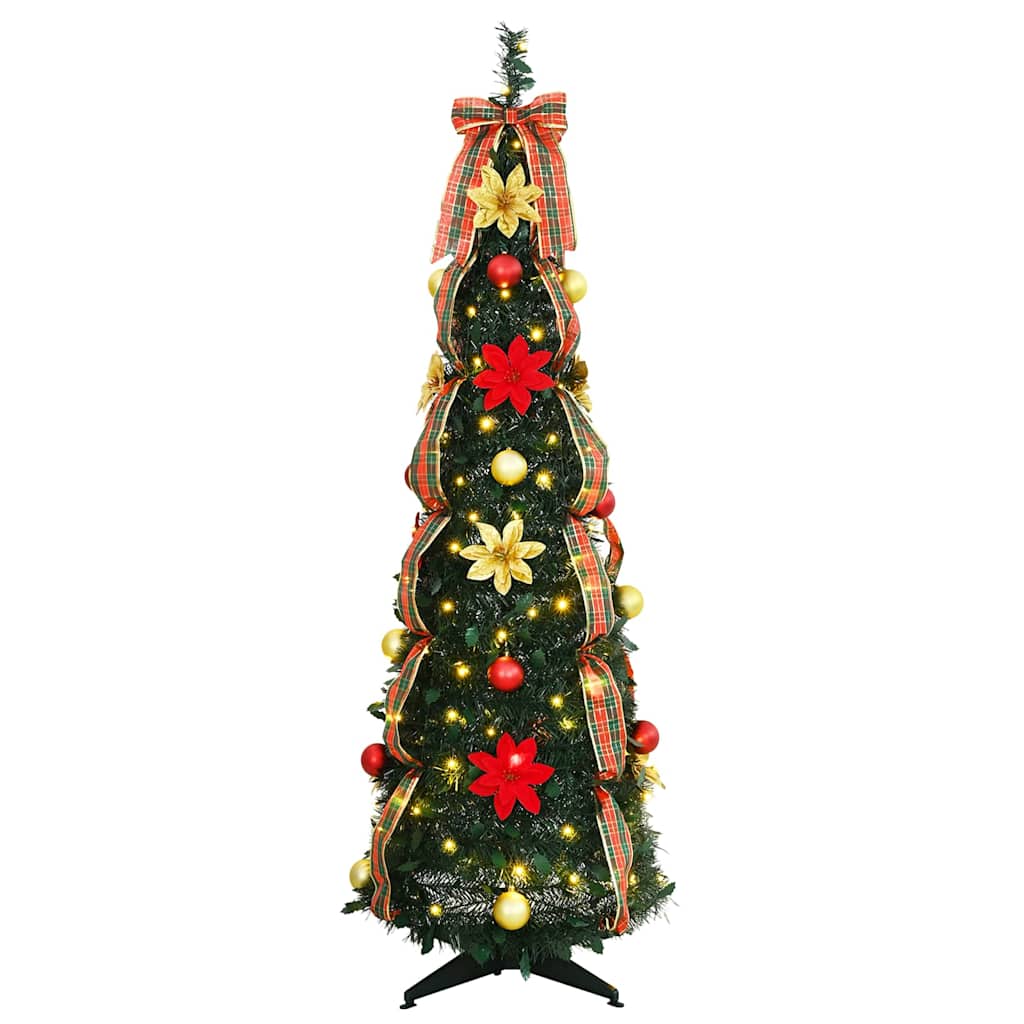 Umjetno božićno drvce s 100 LED svjetlima Zelena 155 cm PVC