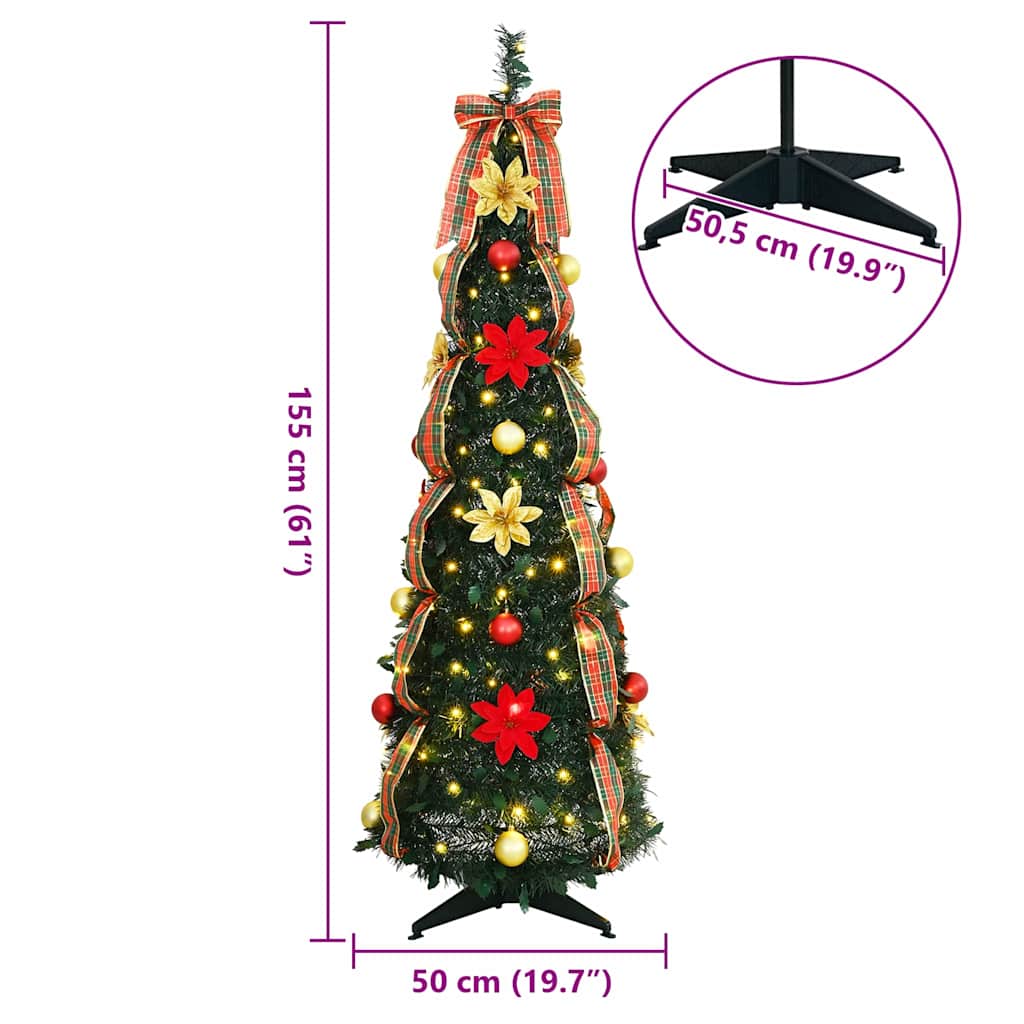 Umjetno božićno drvce s 100 LED svjetlima Zelena 155 cm PVC
