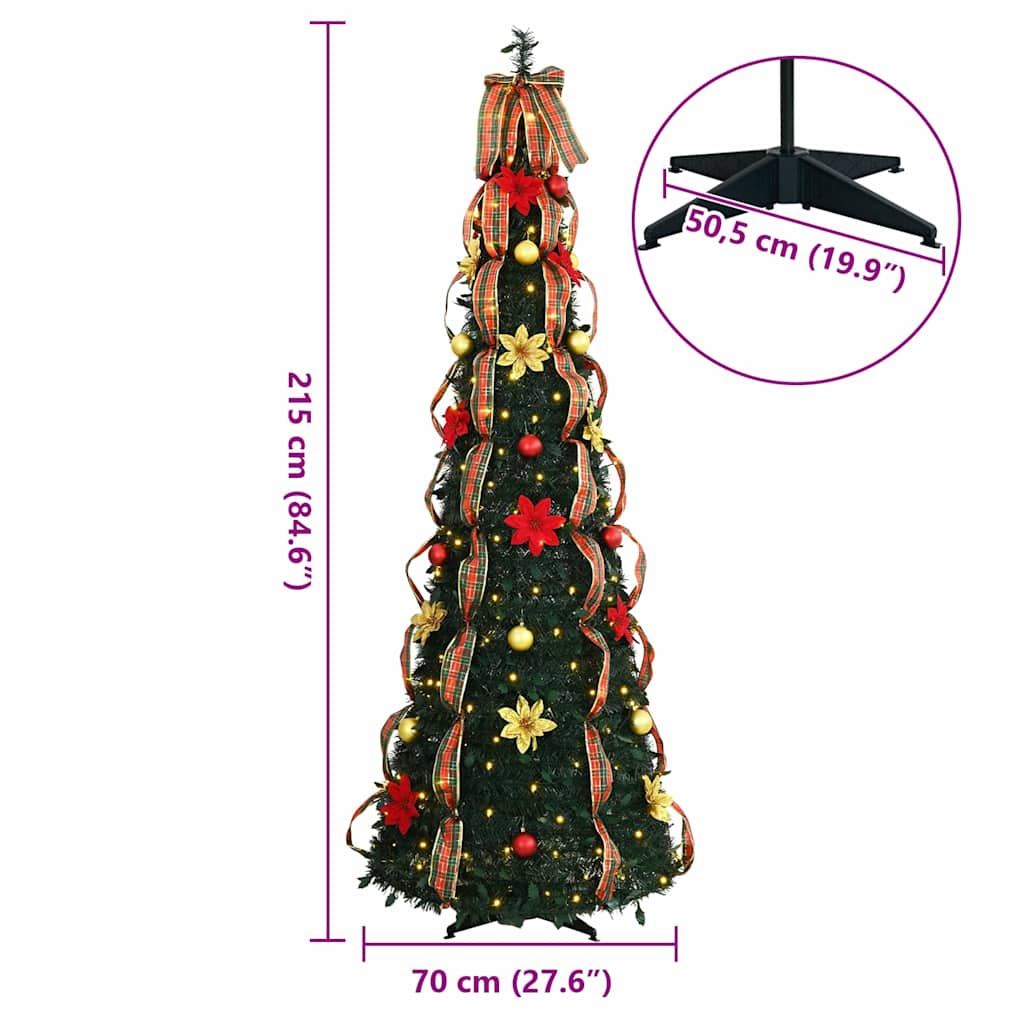 Umjetno božićno drvce s 200 LED svjetlima Zelena 215 cm PVC