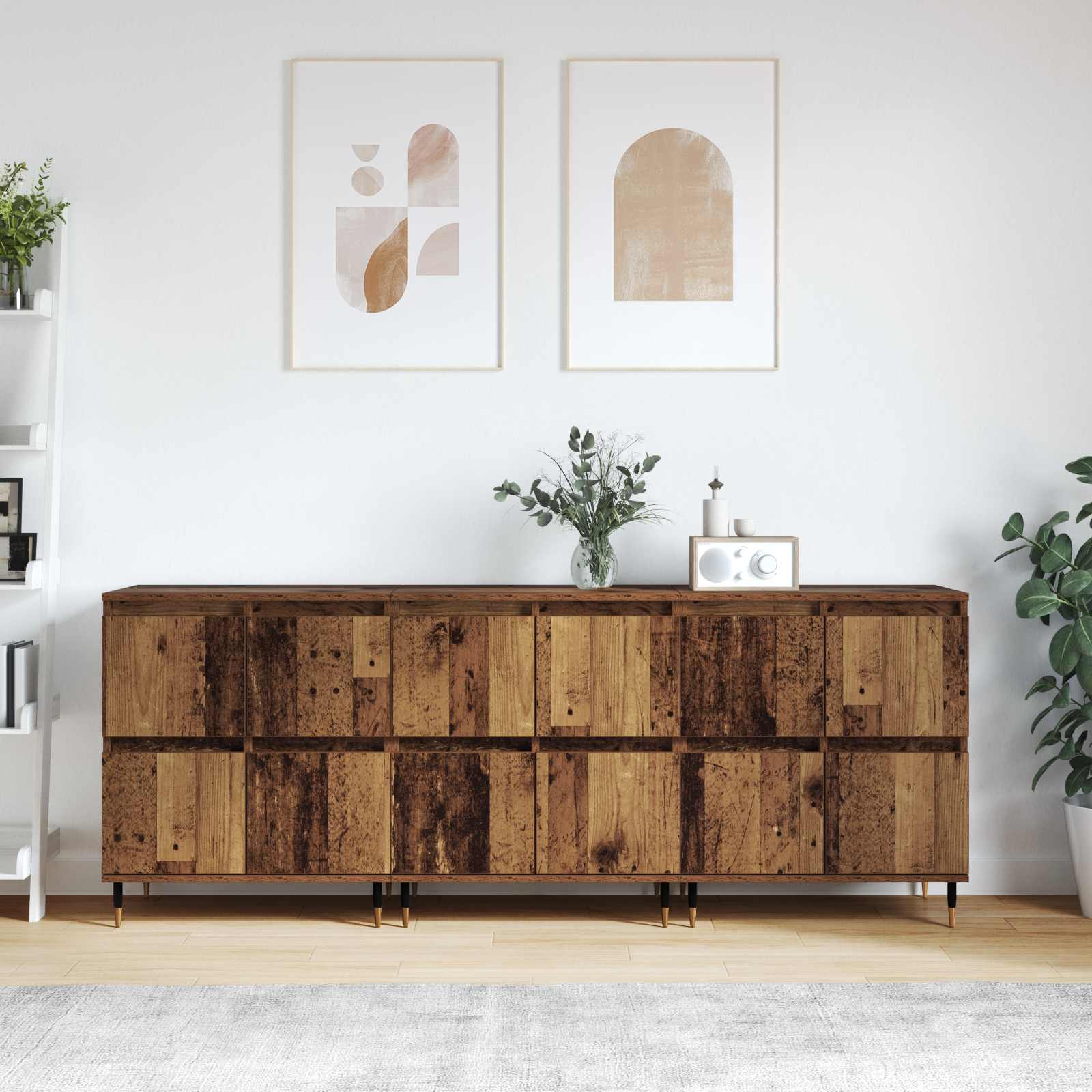 Ormarić za pohranu 3 pcs Staro drvo 60 x 35 x 70 cm