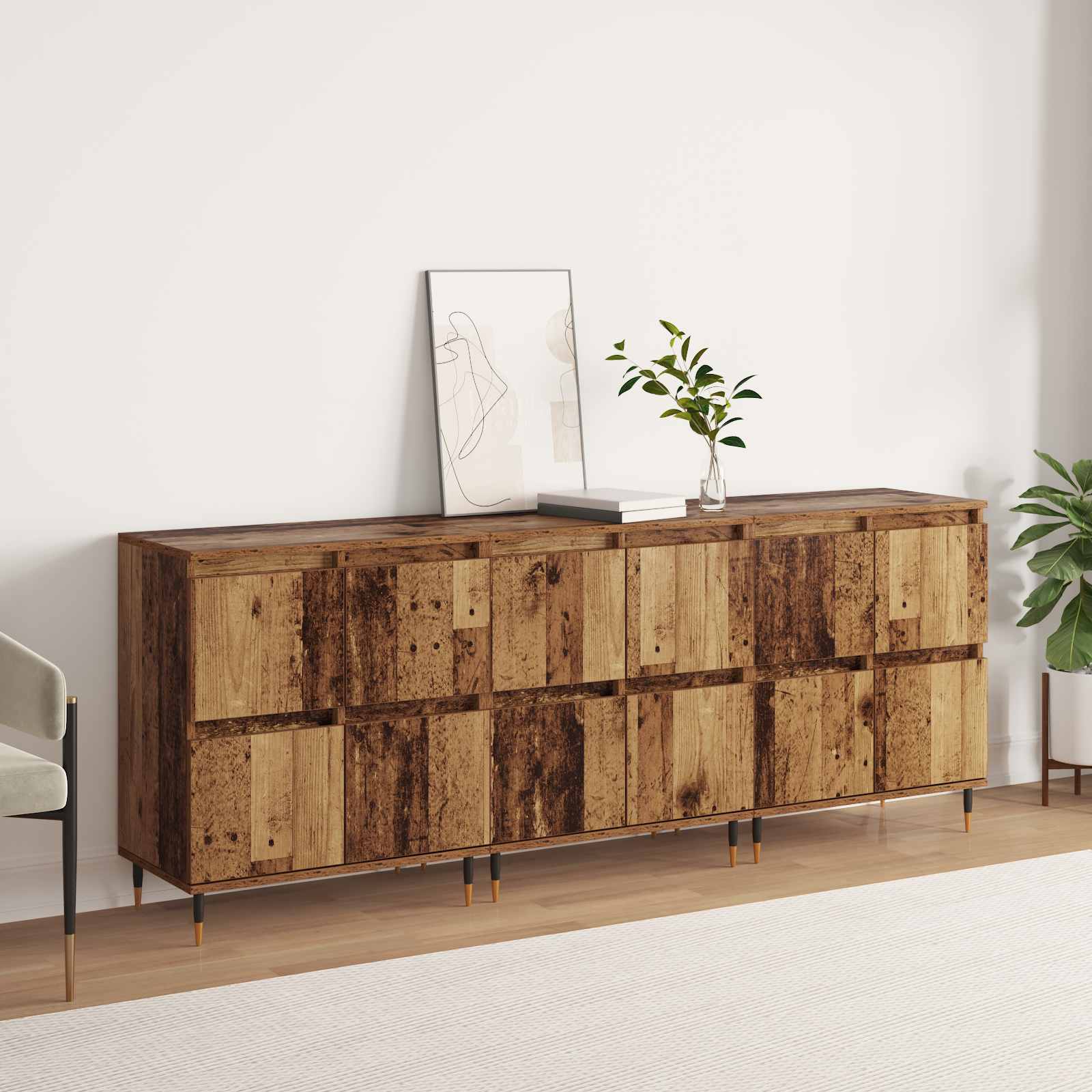 Ormarić za pohranu 3 pcs Staro drvo 60 x 35 x 70 cm