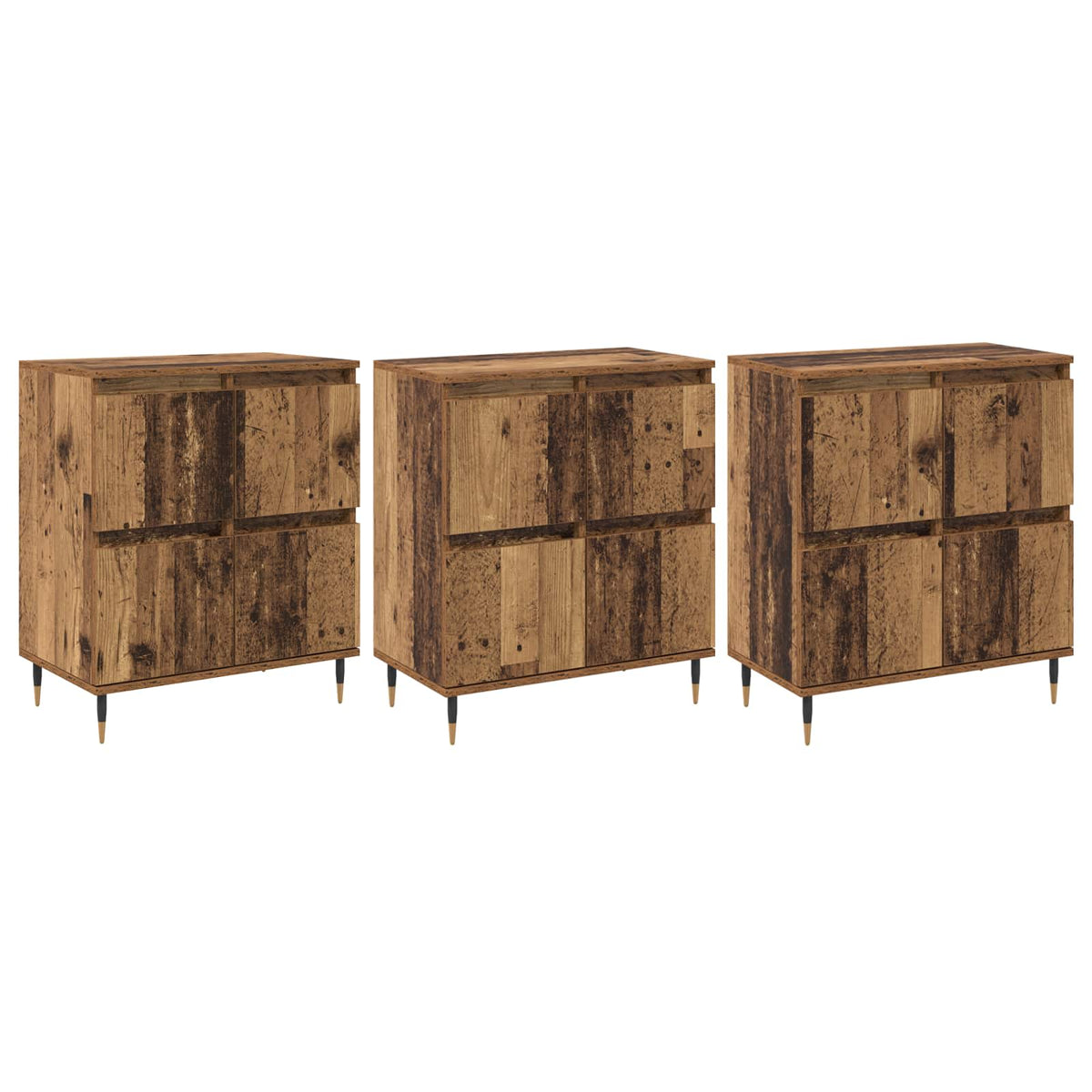 Ormarić za pohranu 3 pcs Staro drvo 60 x 35 x 70 cm