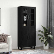 Highboard 2 pcs Crni hrast Konstruirano drvo
