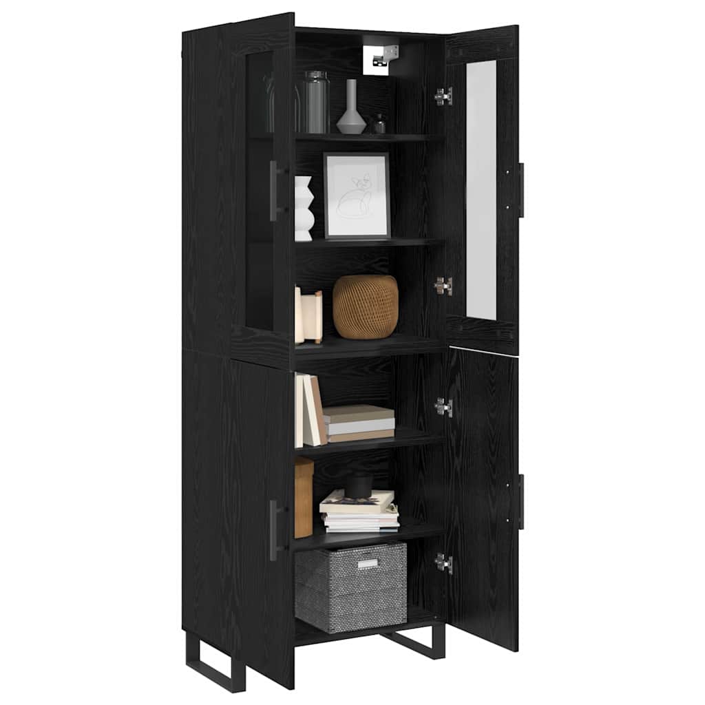 Highboard 2 pcs Crni hrast Konstruirano drvo
