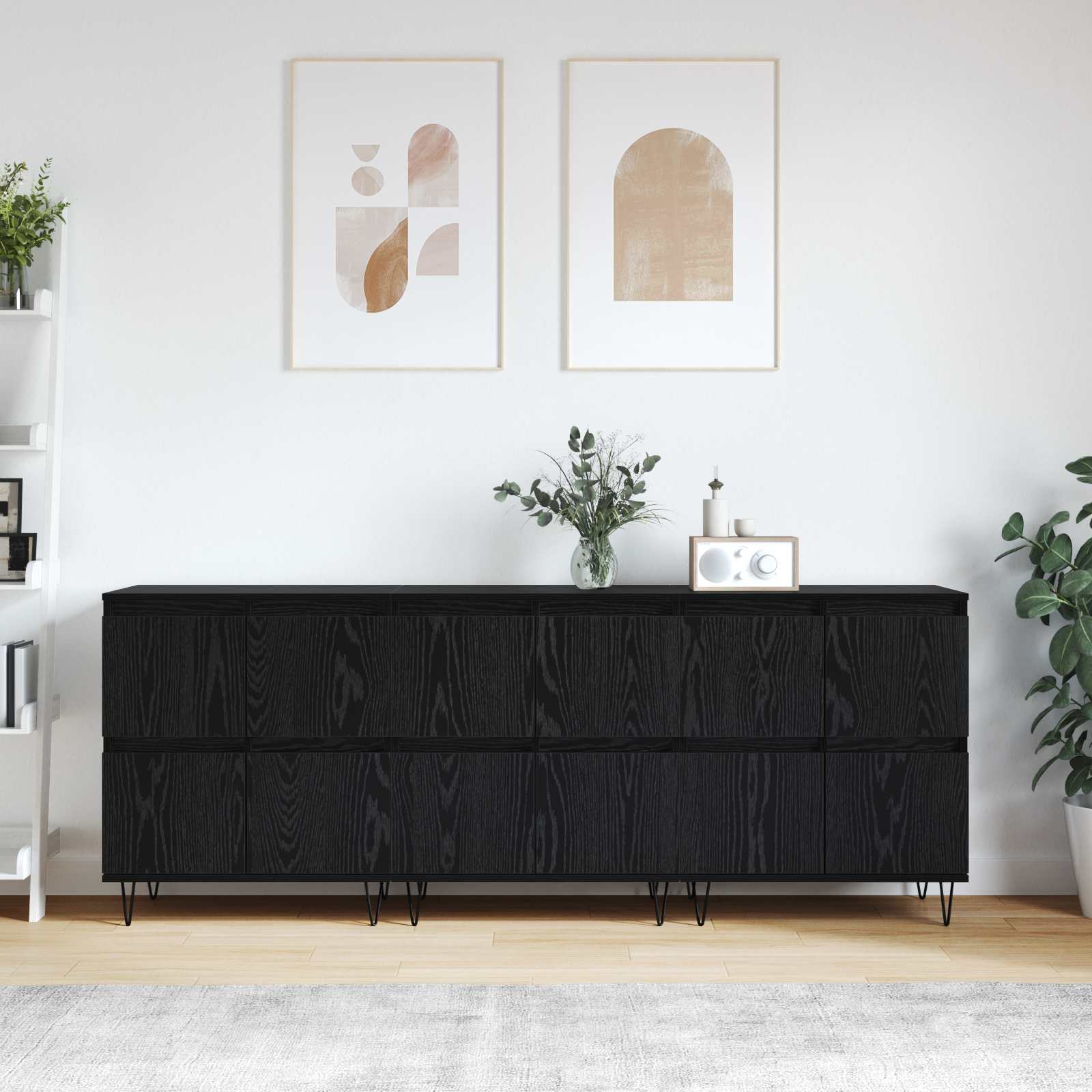 Komode 3 pcs Crni hrast