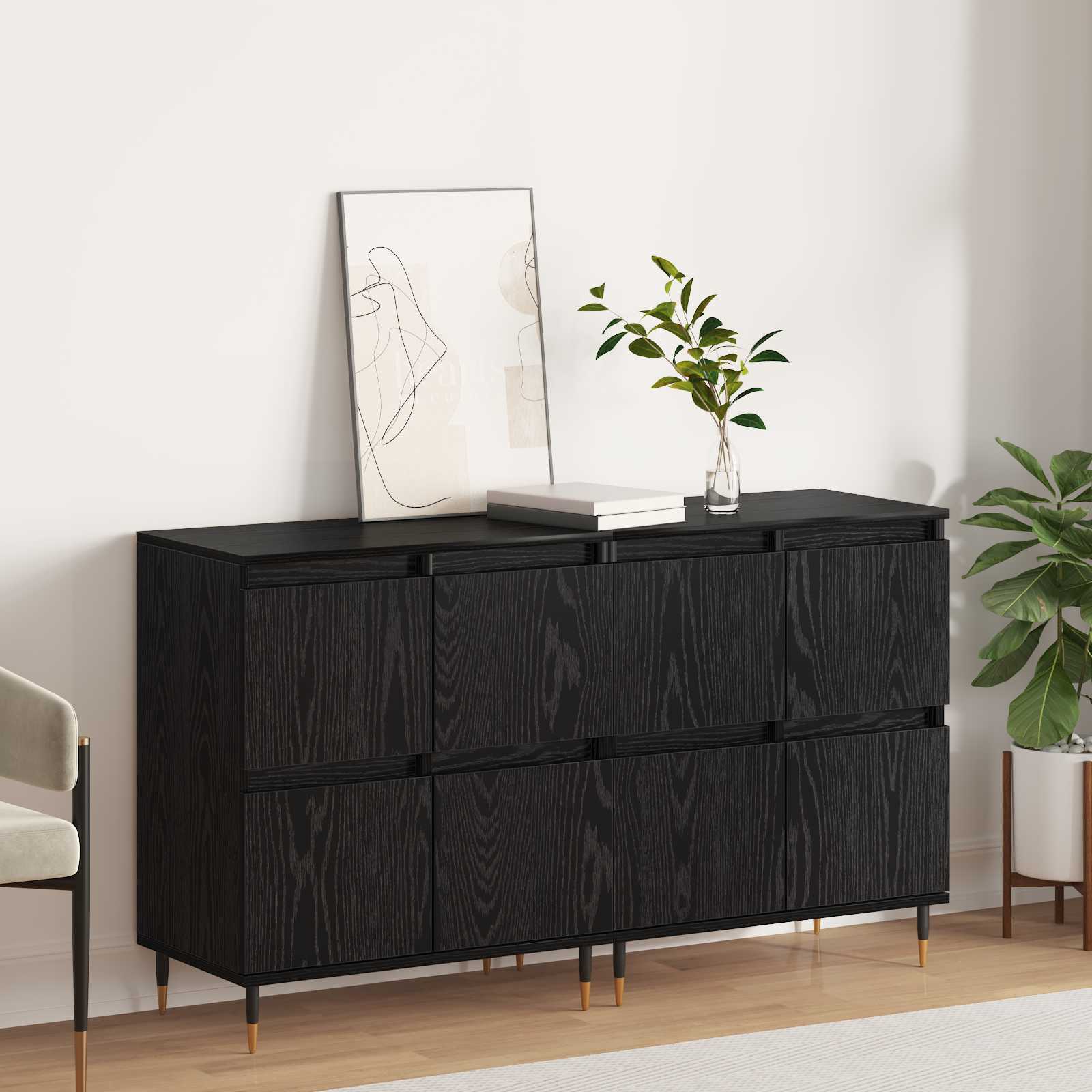 Ormarić za pohranu 2 pcs Crni hrast 60 x 35 x 70 cm