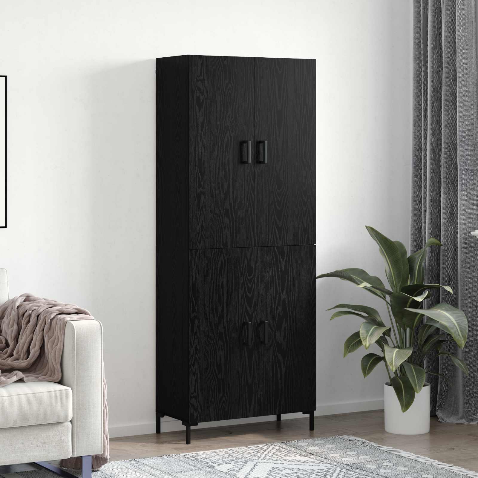 Highboard Zidne Crni hrast 69,5 x 34 x 180 cm Konstruirano drvo