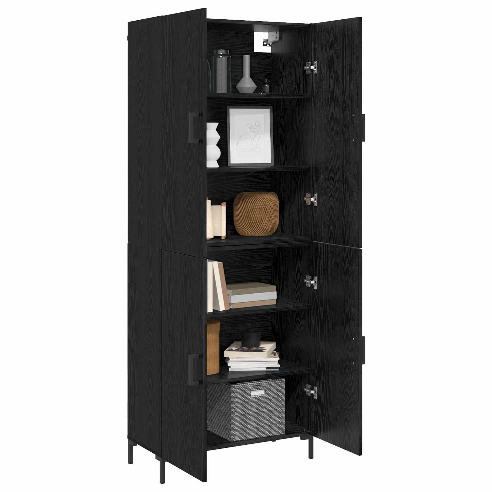 Highboard Zidne Crni hrast 69,5 x 34 x 180 cm Konstruirano drvo