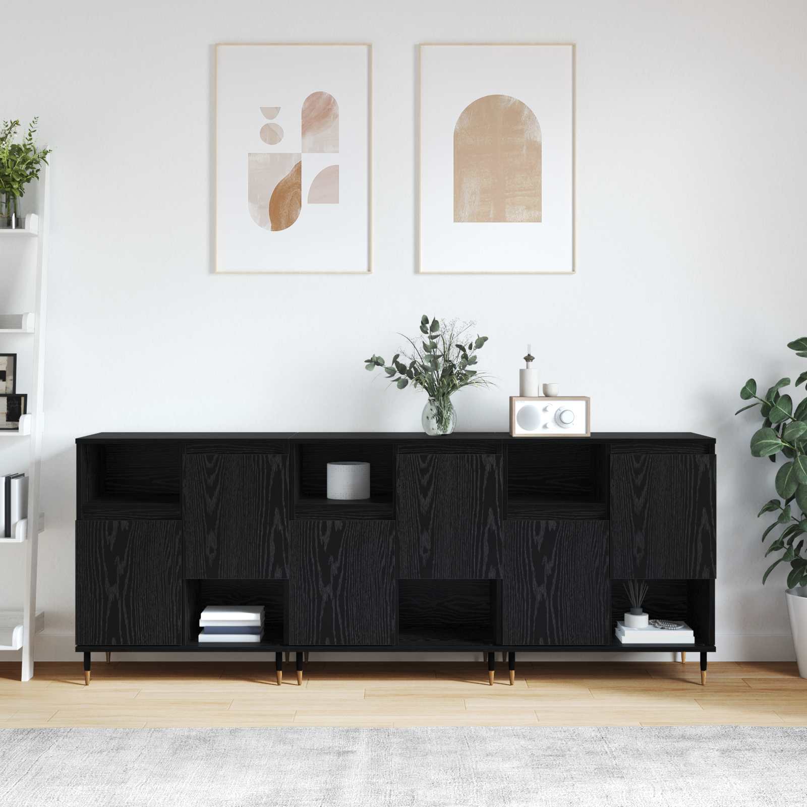 Komode 3 pcs Crni hrast