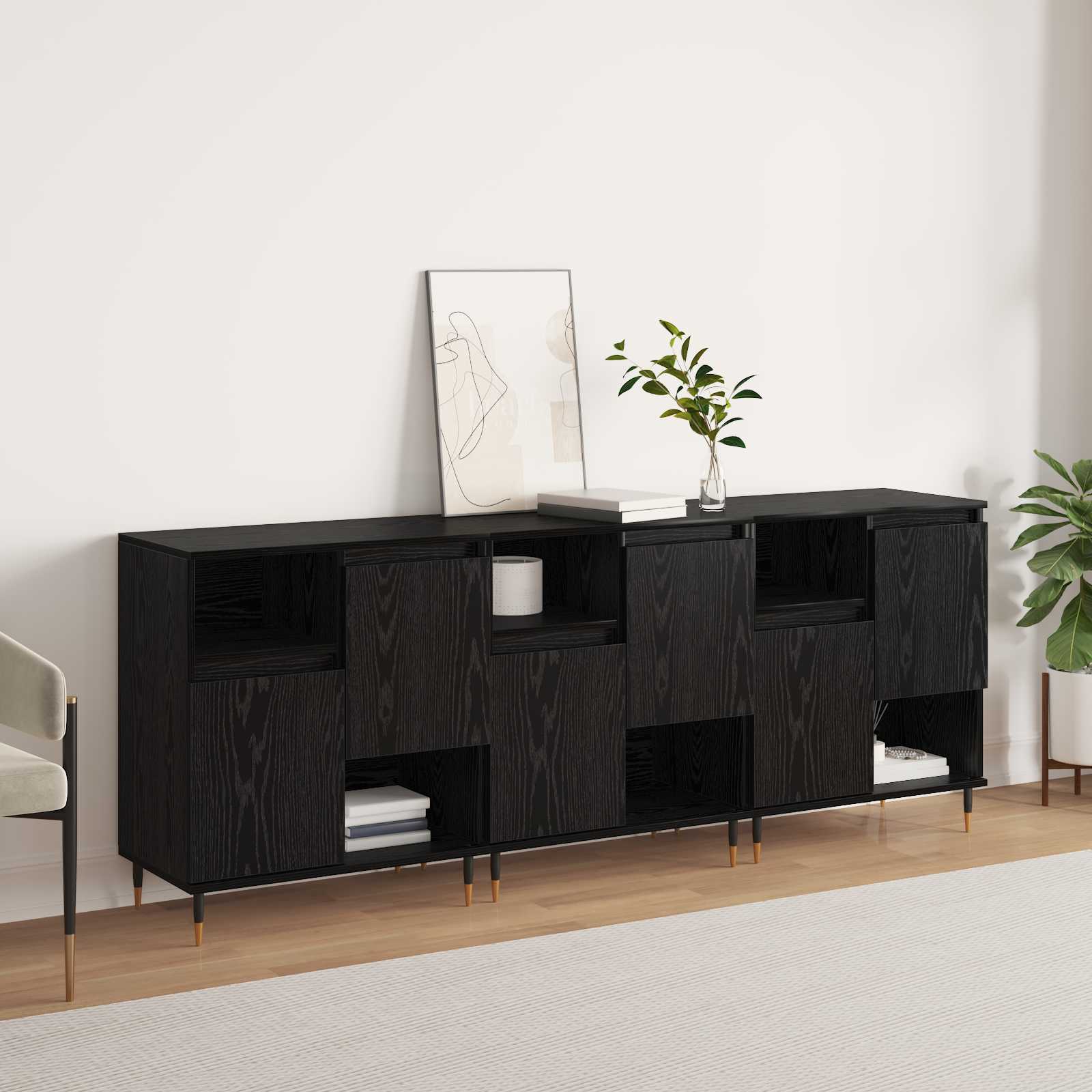 Komode 3 pcs Crni hrast