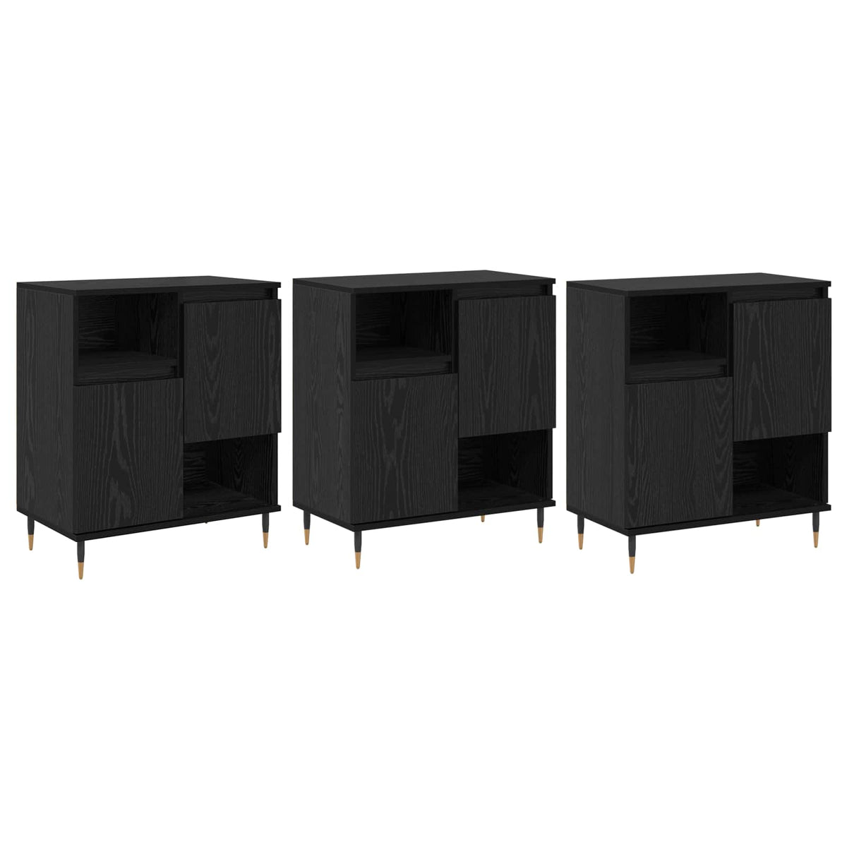 Komode 3 pcs Crni hrast